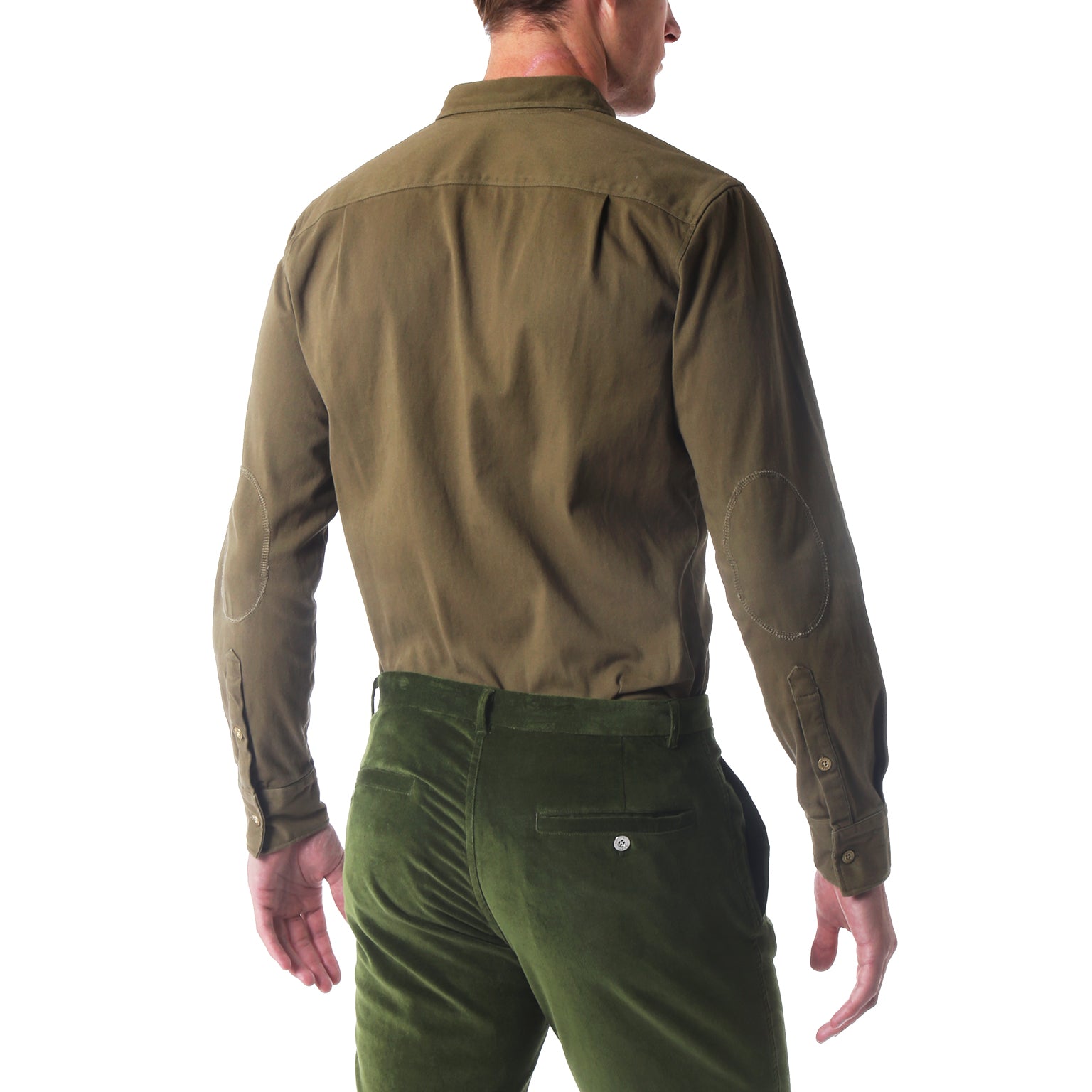 Vintage Washed Light Olive Stretch Twill Shirt