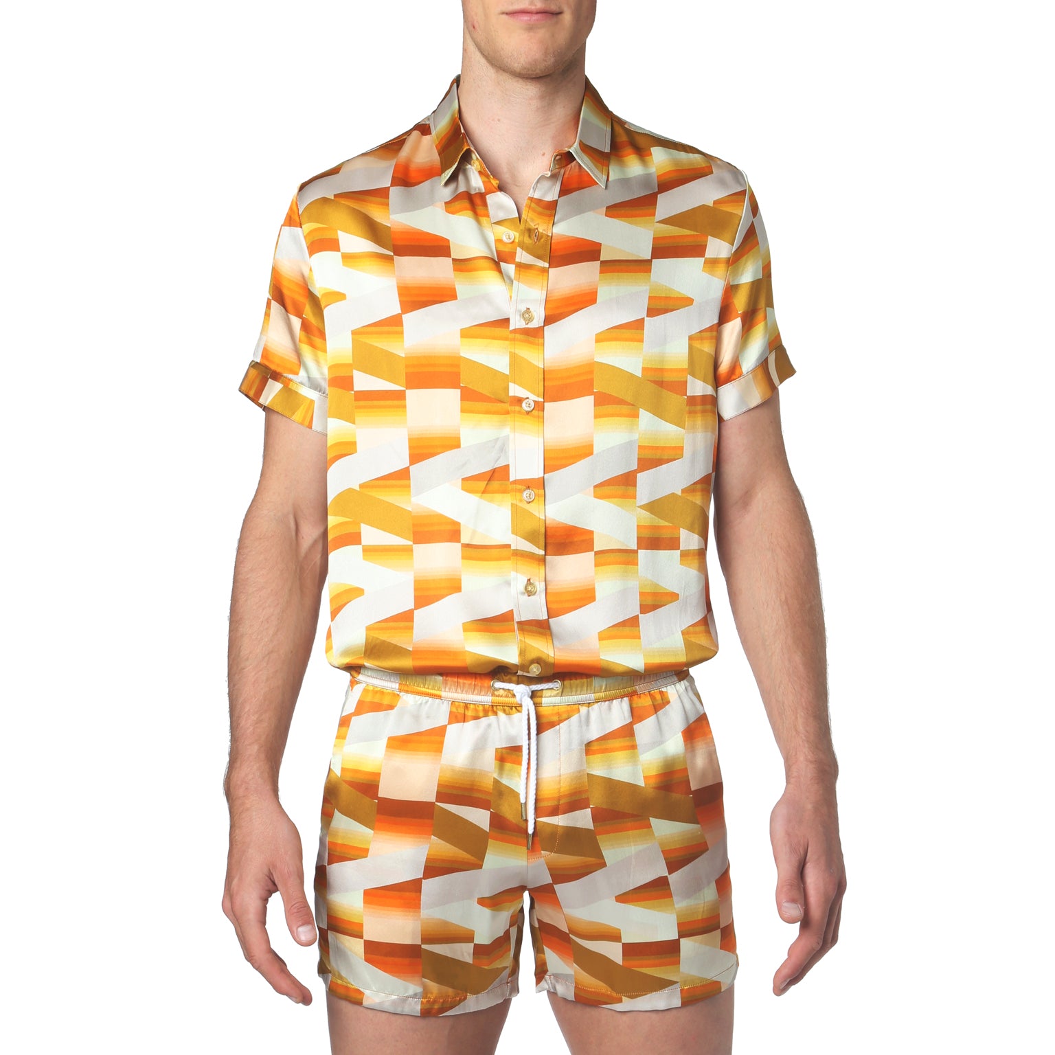 SAVE 70%- Tangerine Fields Printed Biscayne Short Sleeve Shirt