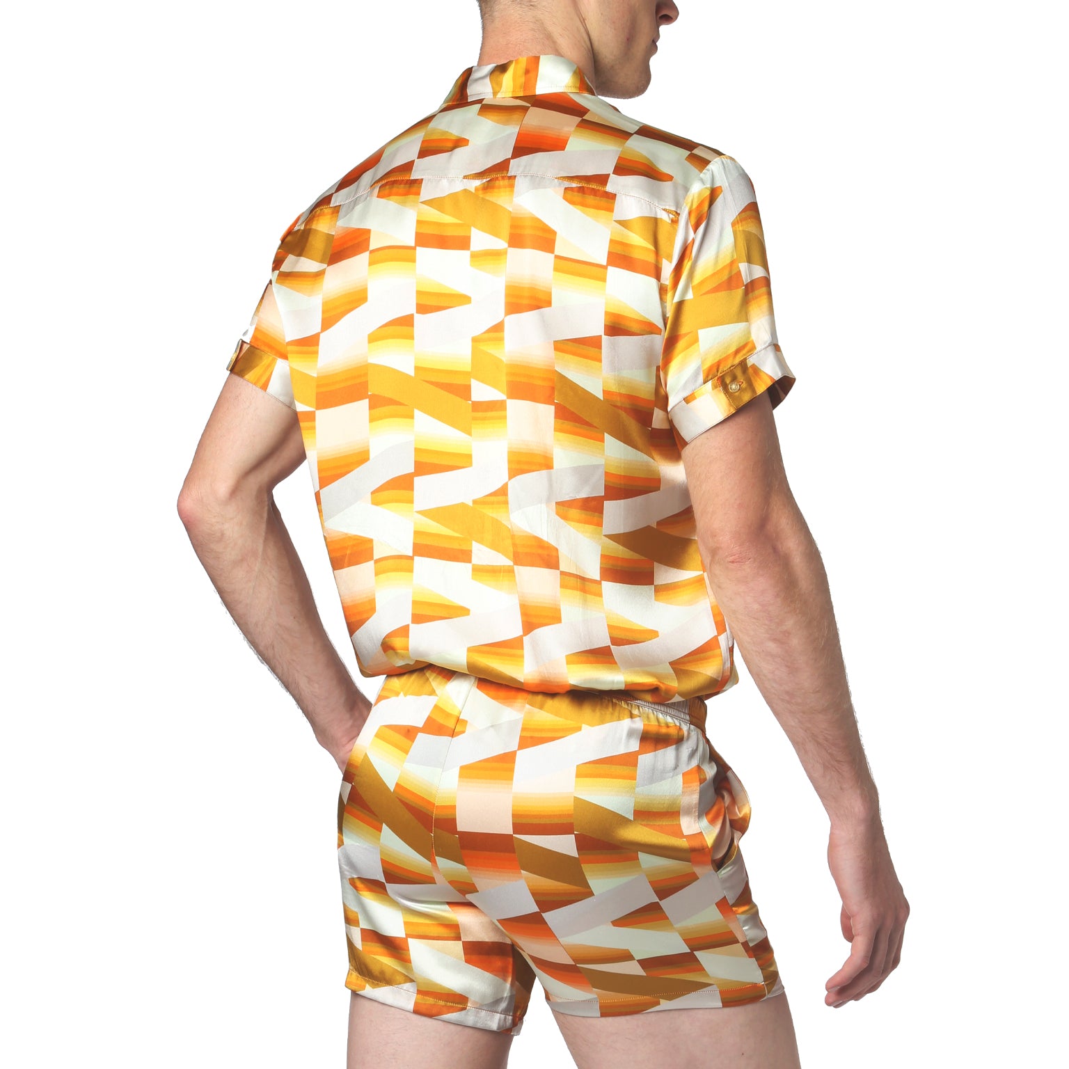 SAVE 70%- Tangerine Fields Printed Biscayne Short Sleeve Shirt - parke & ronen