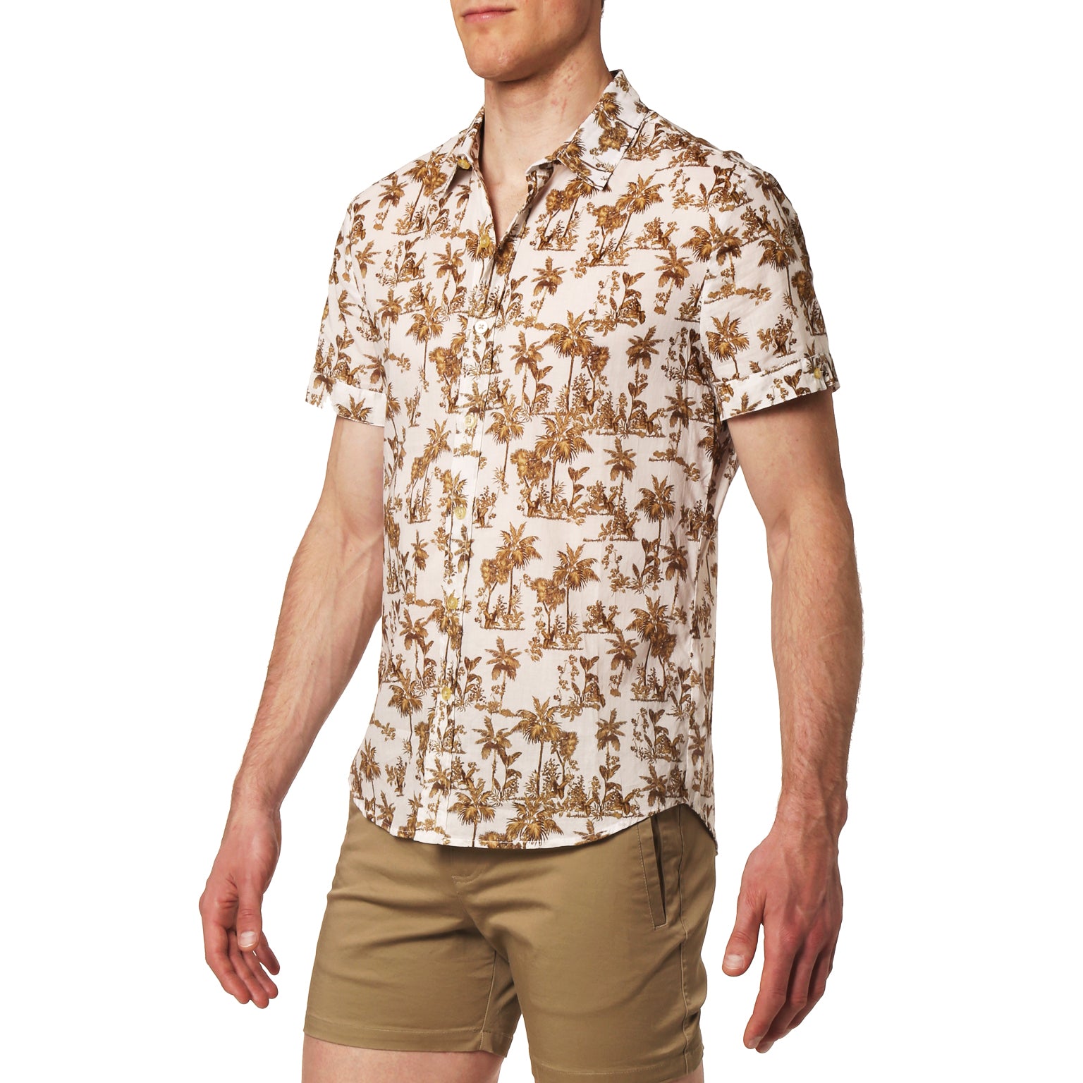 70% OFF- Gold Holbox Print Biscayne Shirt