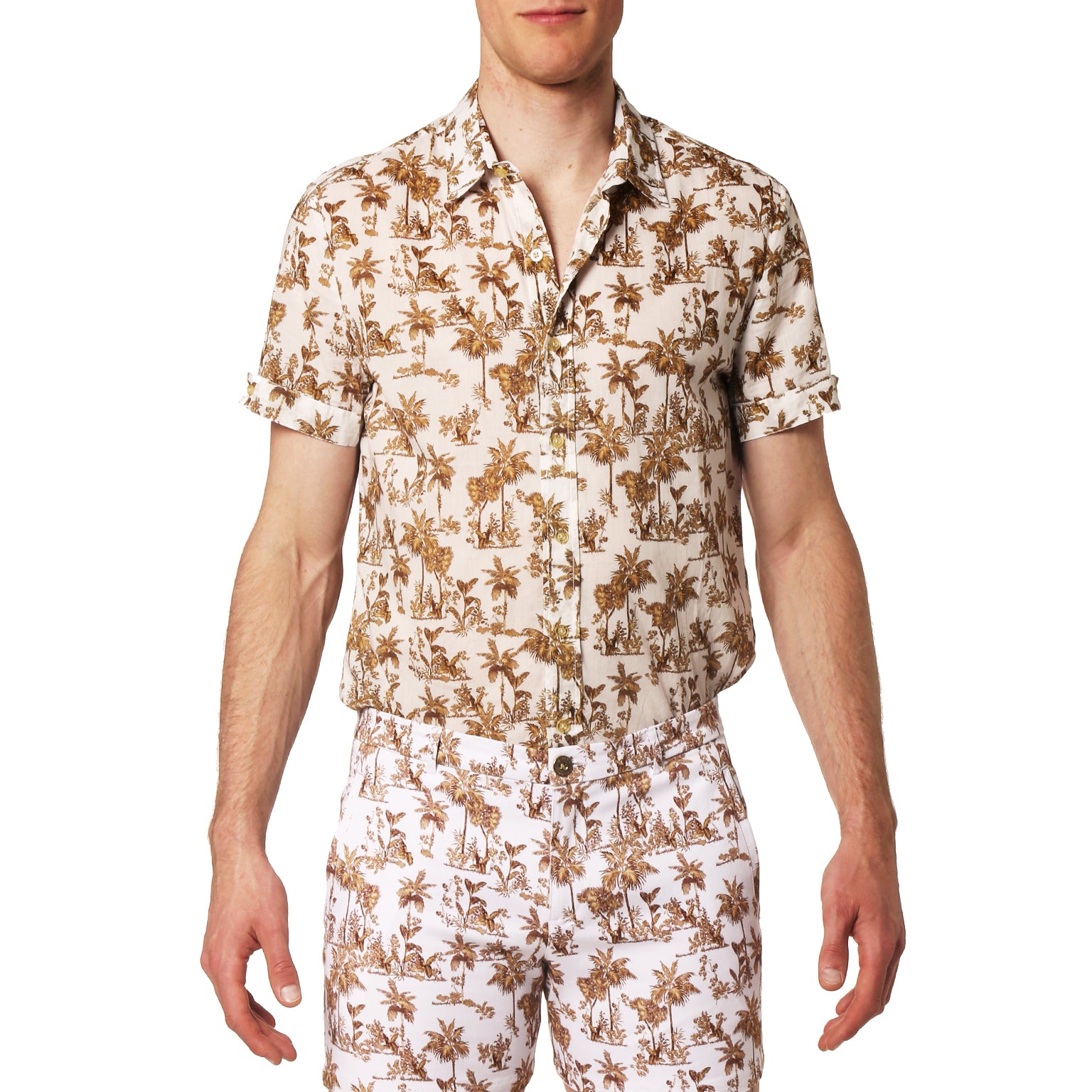 70% OFF- Gold Holbox Print Biscayne Shirt