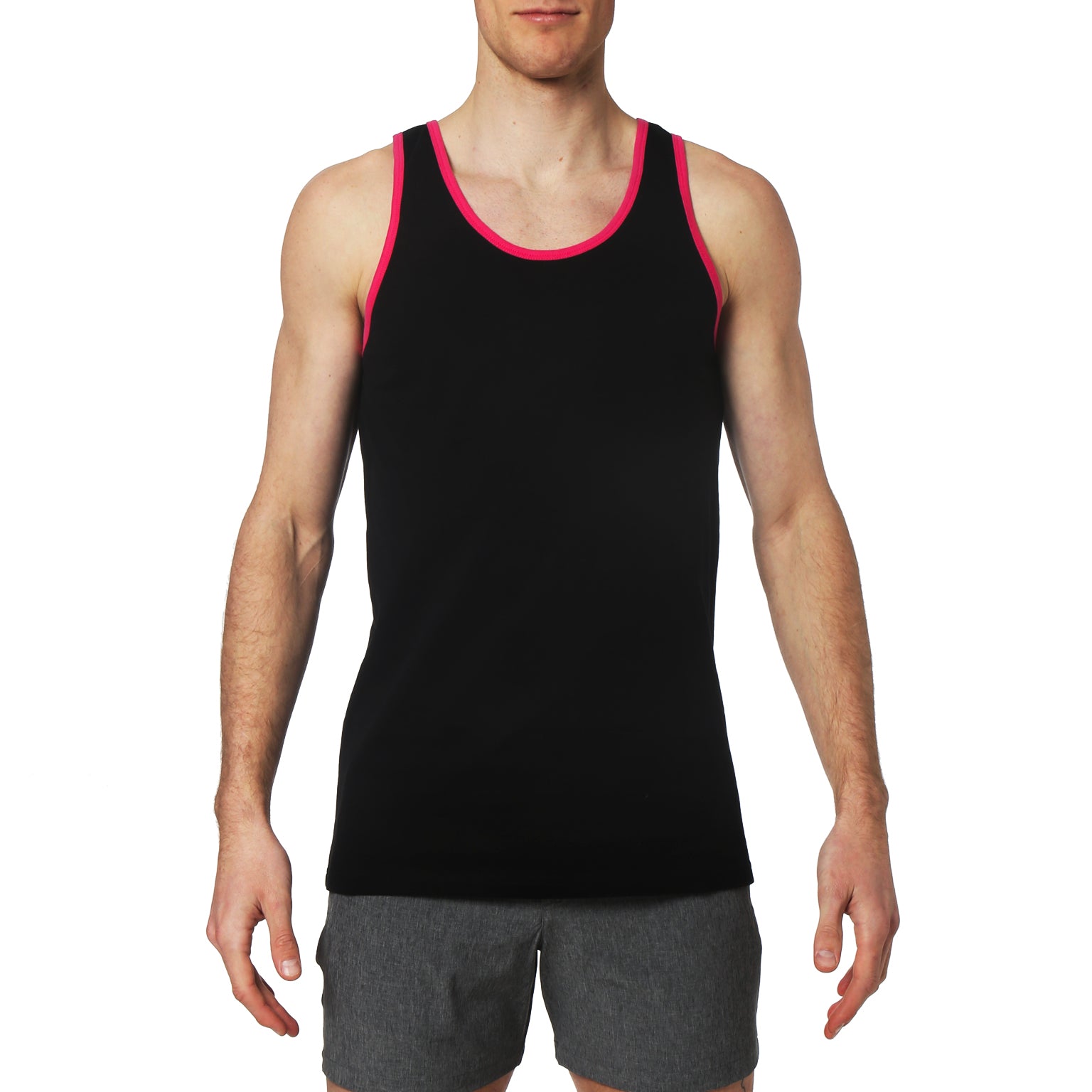 ACTIONWEAR- Black/Fuchsia Combo Essential Cotton Tank Top