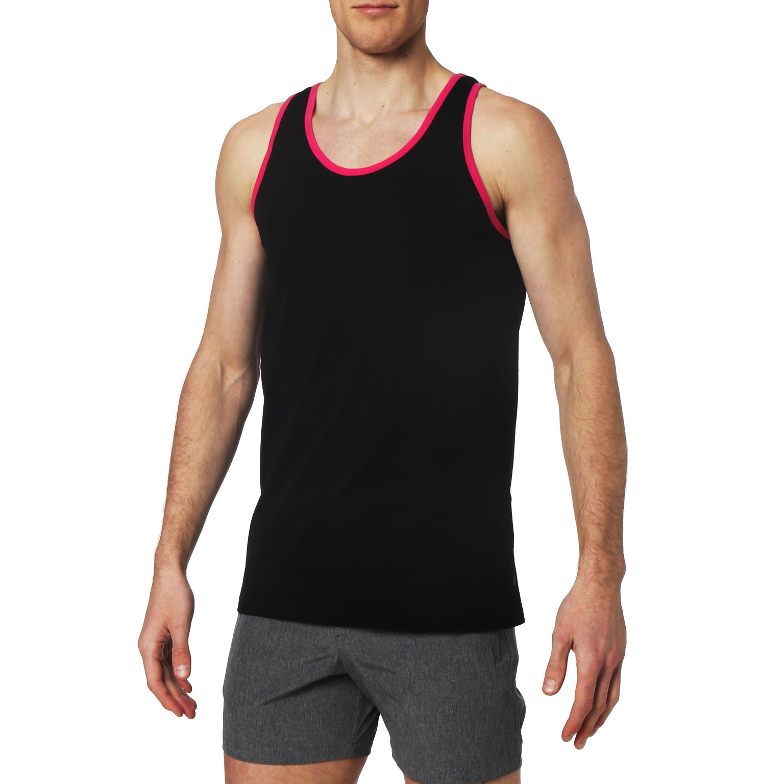 ACTIONWEAR- Black/Fuchsia Combo Essential Cotton Tank Top