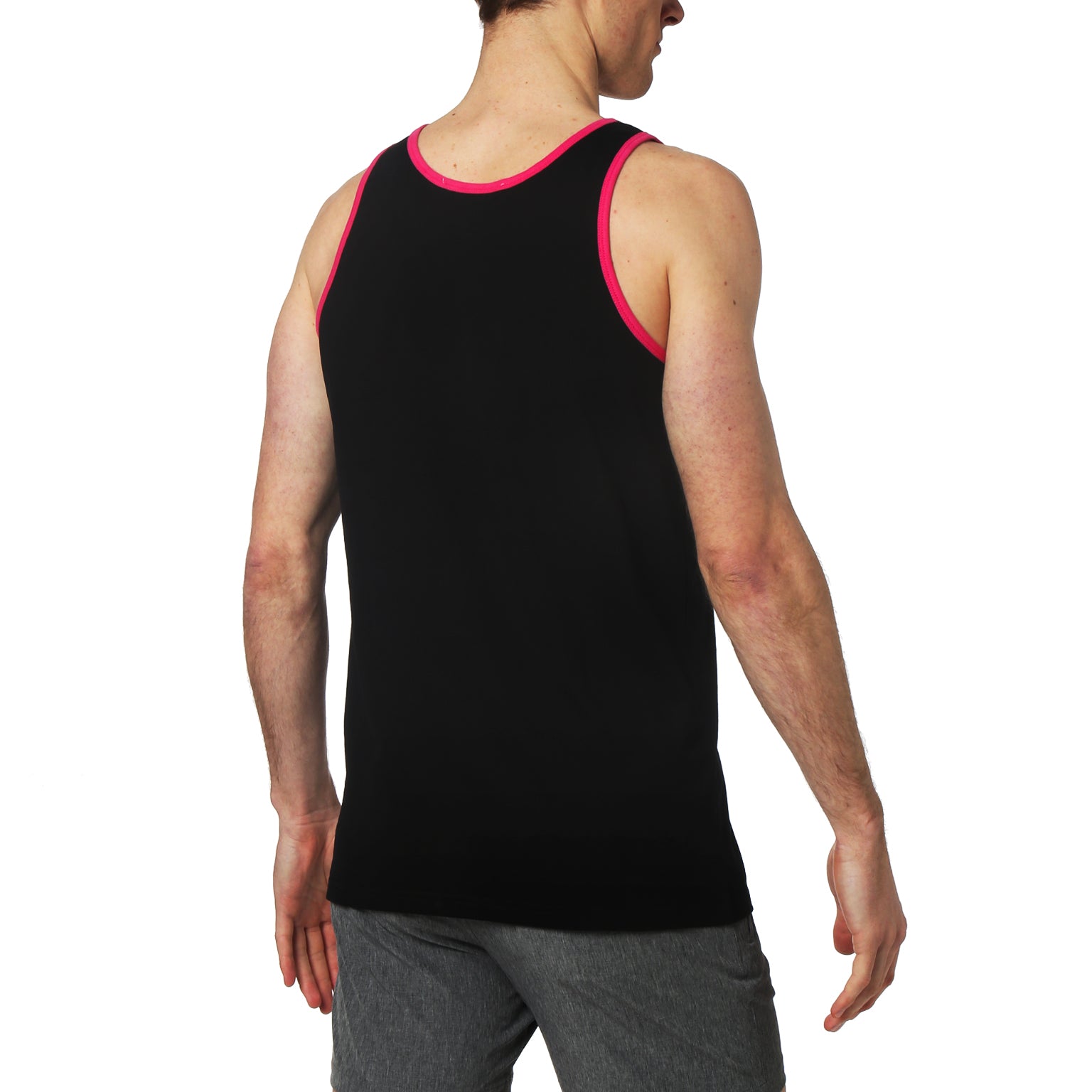 ACTIONWEAR- Black/Fuchsia Combo Essential Cotton Tank Top
