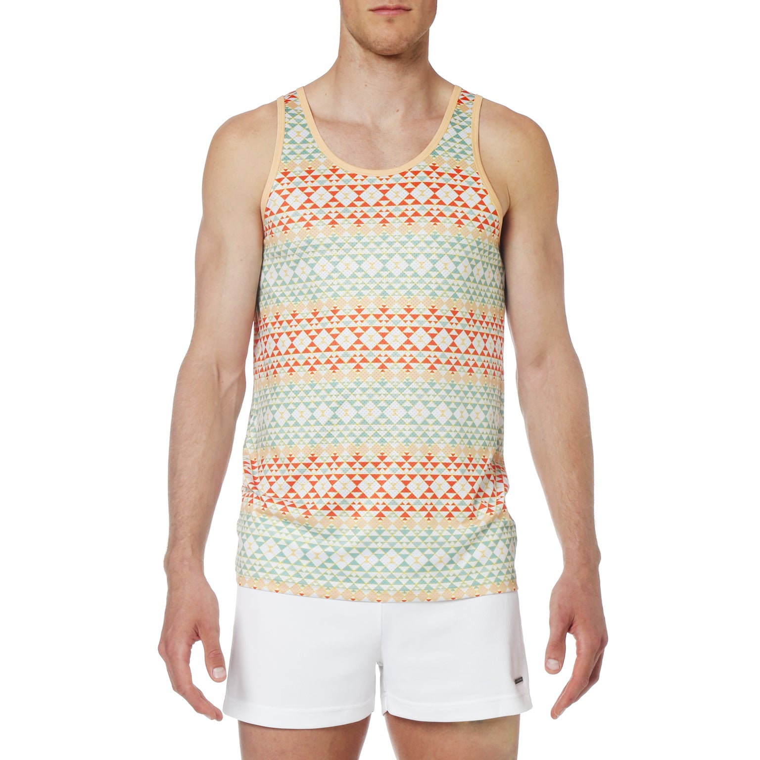 NEW- Saarinen Orange Printed Mesh Tank Top - parke & ronen