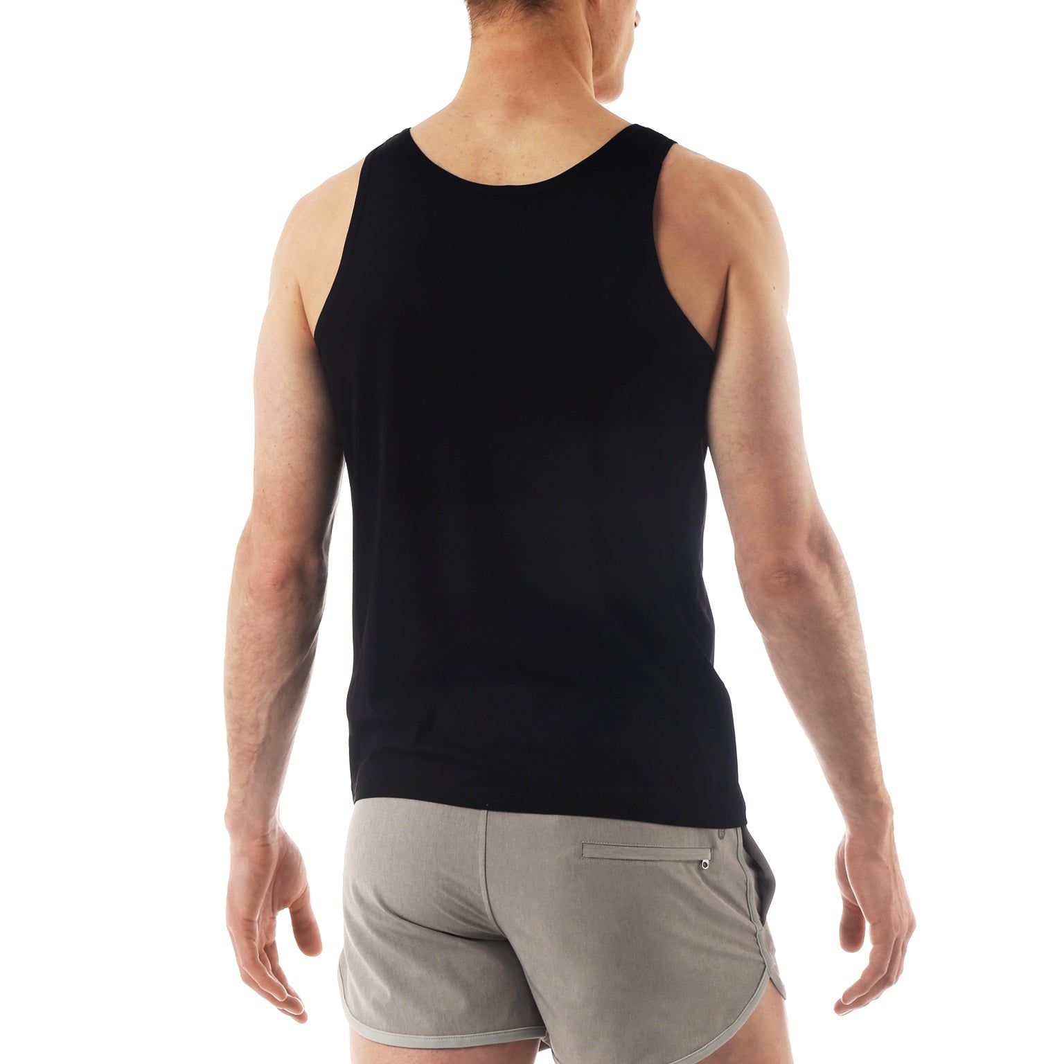 ACTIONWEAR Black Micro Rib Tank Top