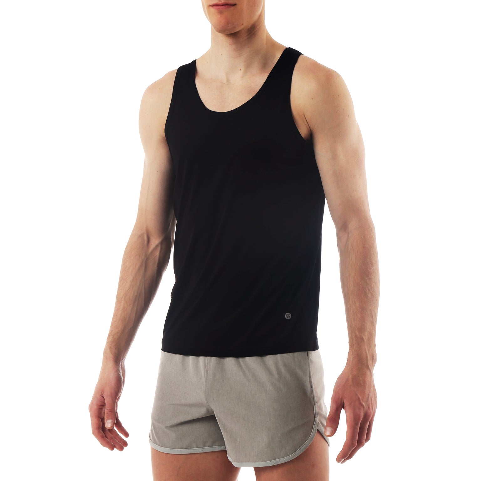 ACTIONWEAR Black Micro Rib Tank Top