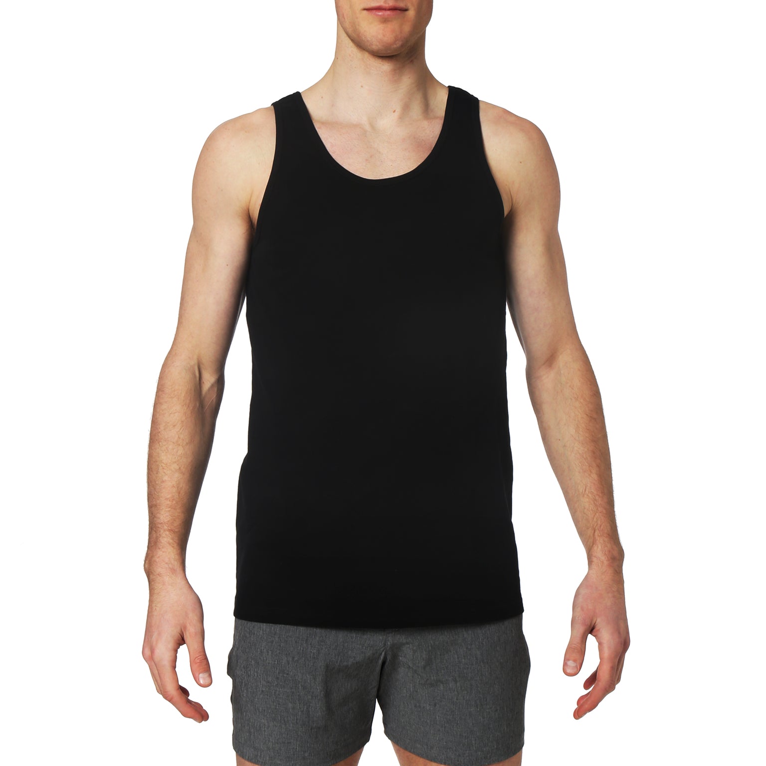 ACTIONWEAR- Black Solid Essential Cotton Tank Top