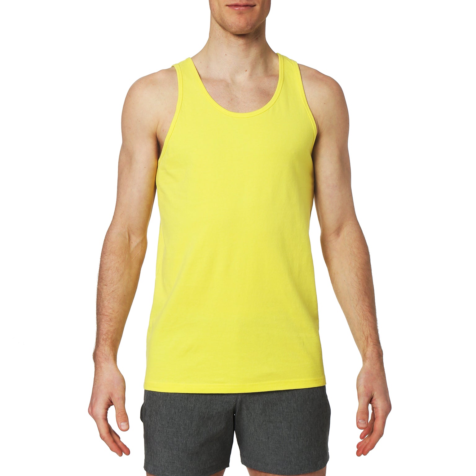 SAVE 70%- ACTIONWEAR- Canary Solid Essential Cotton Tank Top