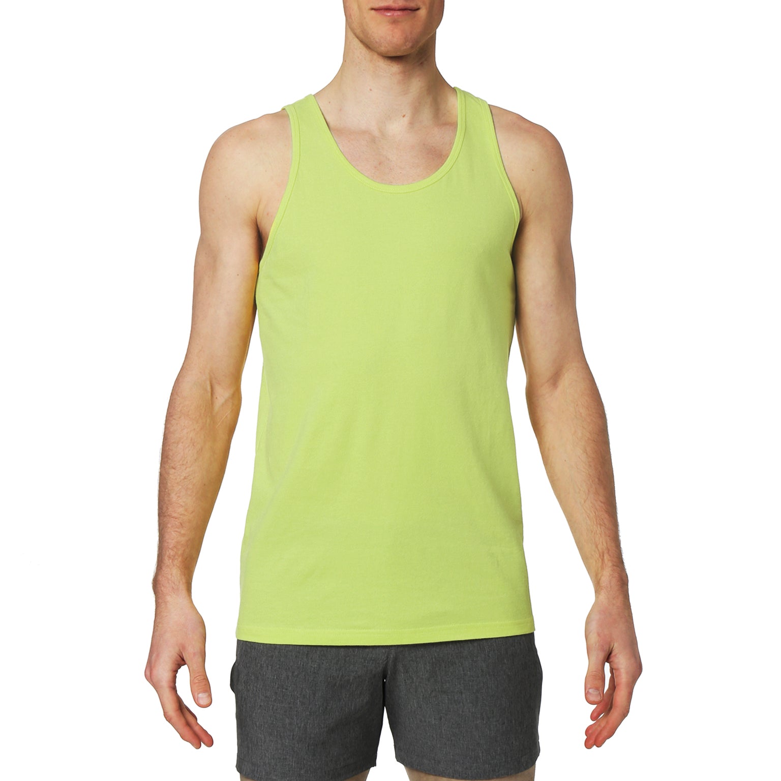 ACTIONWEAR Citron Solid Cotton Tank Top