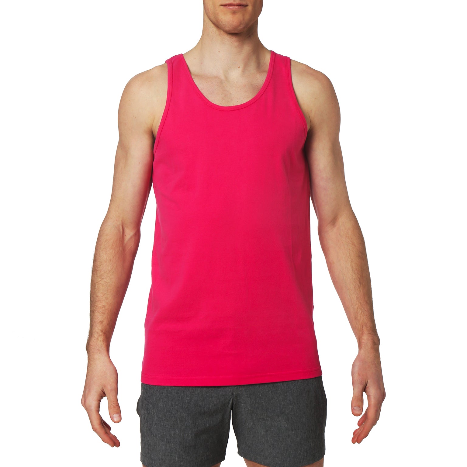 SAVE 50%- ACTIONWEAR- Fuchsia Solid Essential Cotton Tank Top