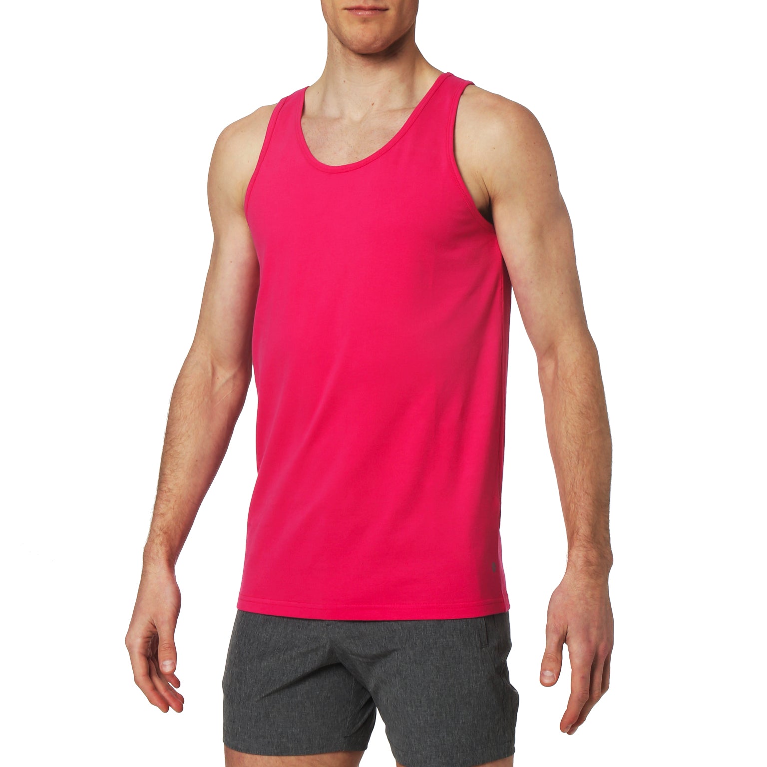 SAVE 50%- ACTIONWEAR- Fuchsia Solid Essential Cotton Tank Top