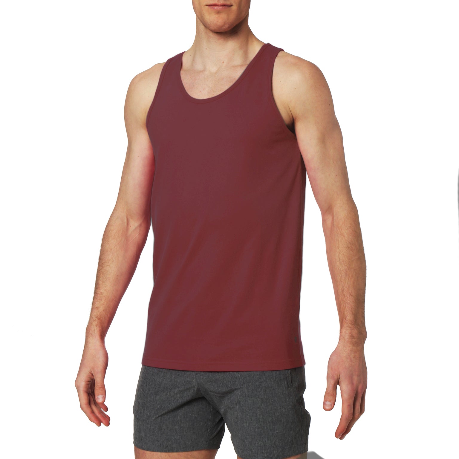 ACTIONWEAR Cabernet Solid Cotton Tank Top