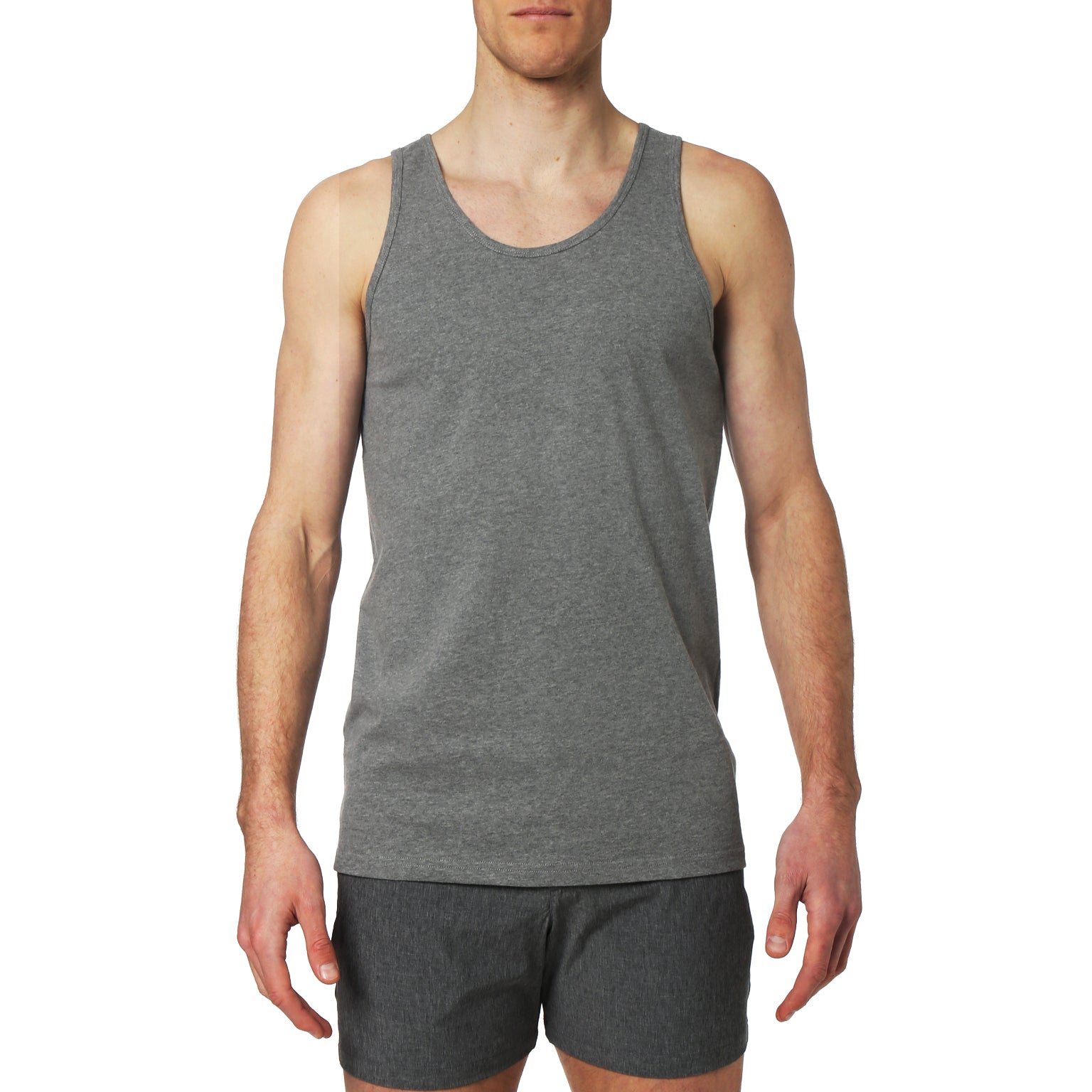 SAVE 70%- ACTIONWEAR- Varsity Grey Solid Essential Cotton Tank Top