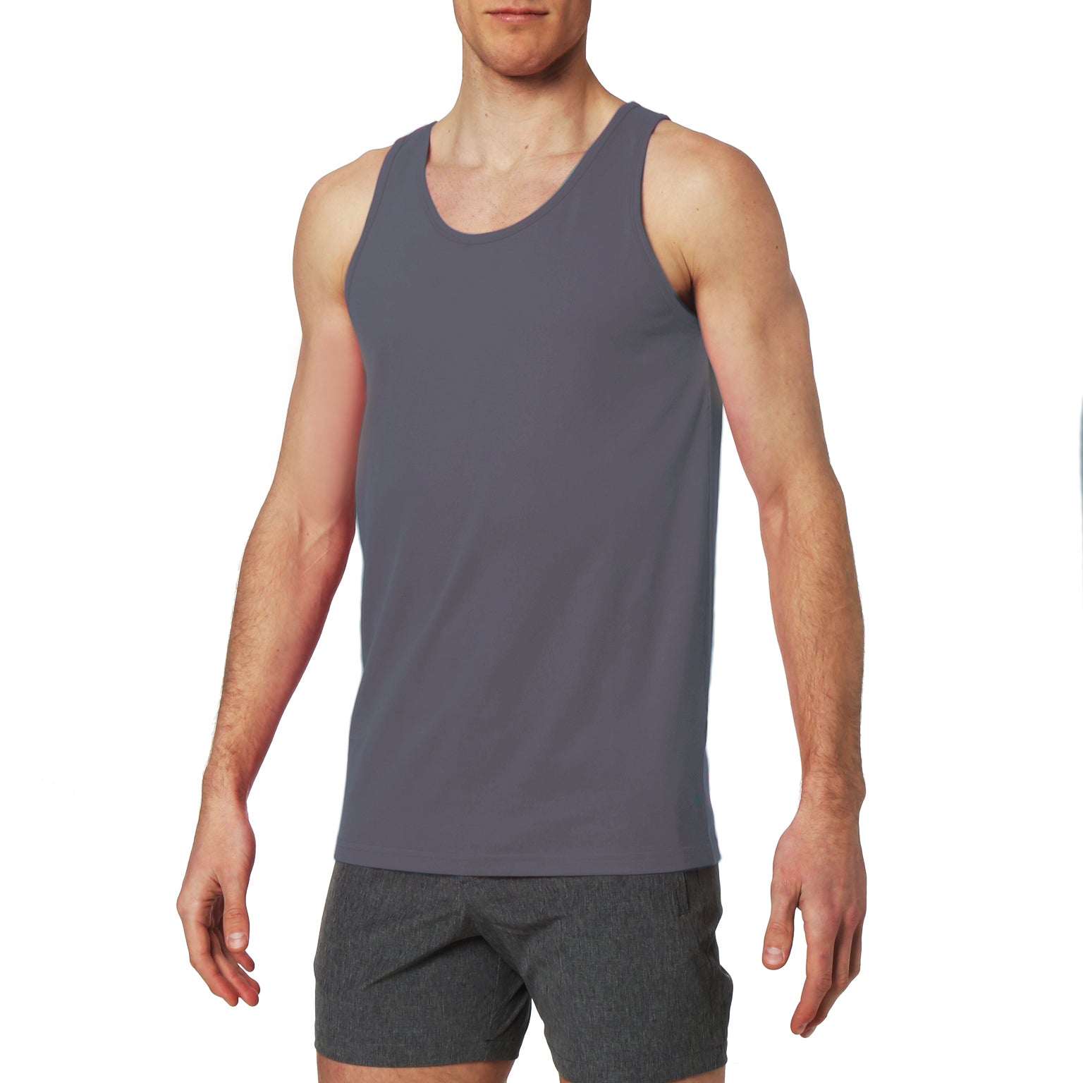 SAVE 50%- ACTIONWEAR Slate Blue Solid Cotton Tank Top