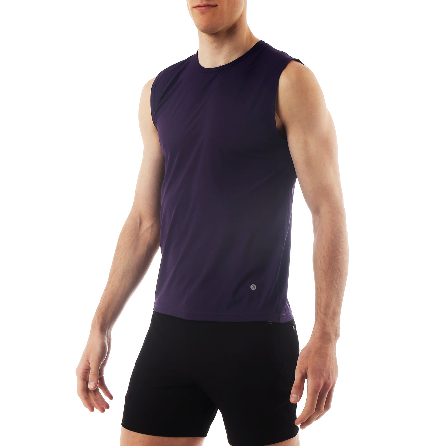 ACTIONWEAR Aubergine Micro Rib Muscle Tee