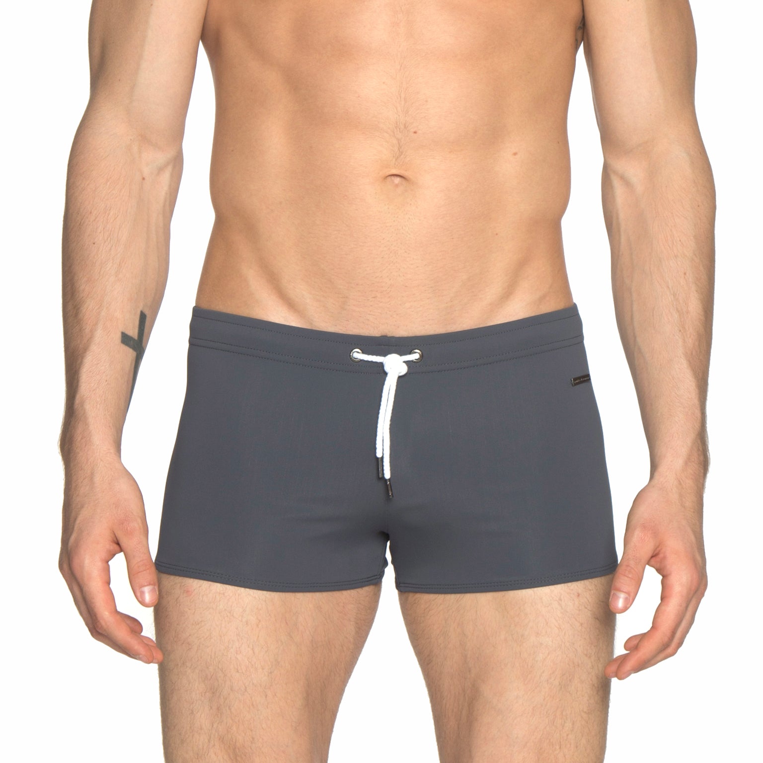 Charcoal Solid Ibiza Square Cut Brief - parke & ronen
