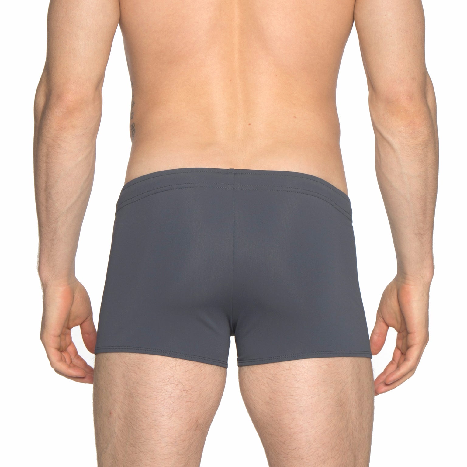 Charcoal Solid Ibiza Square Cut Brief - parke & ronen