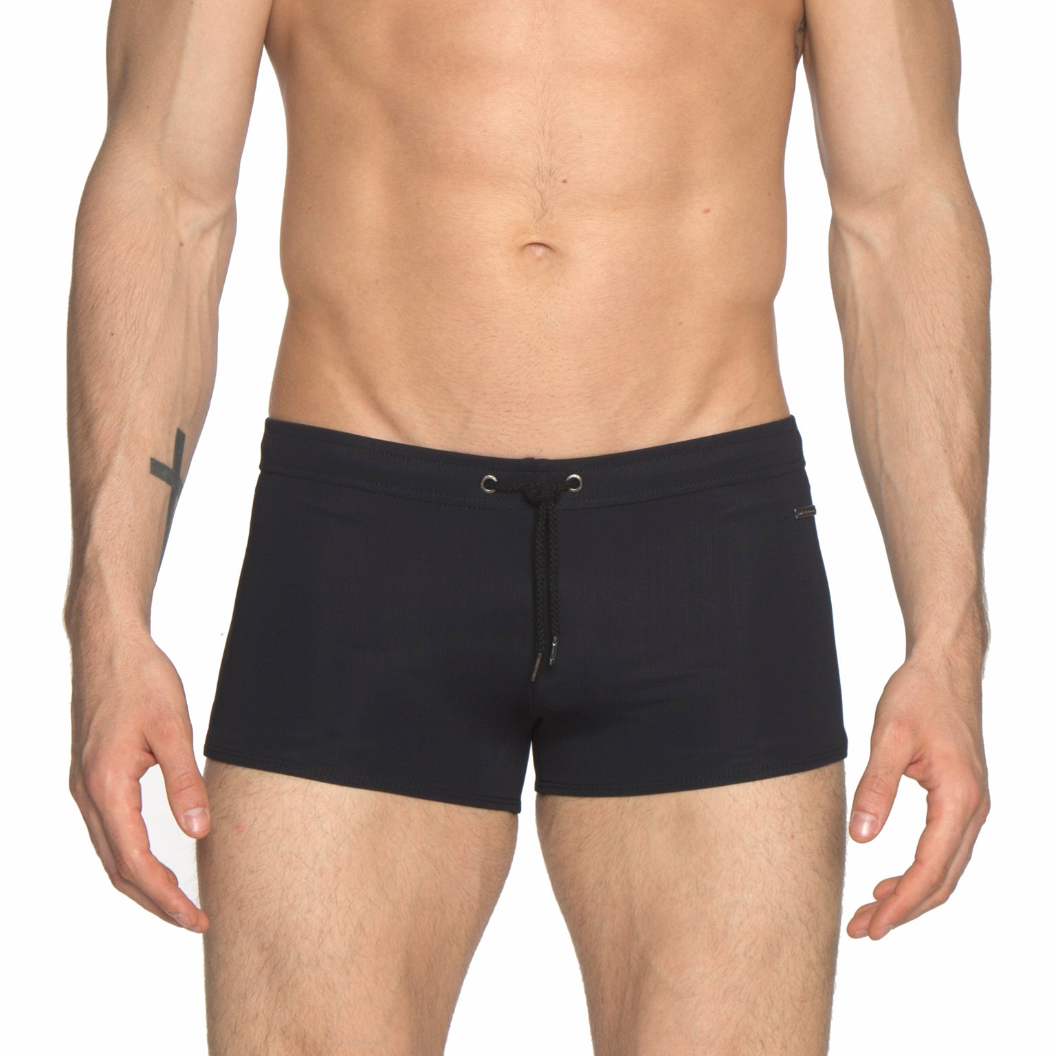 Black Solid Ibiza Square Cut Brief - parke & ronen