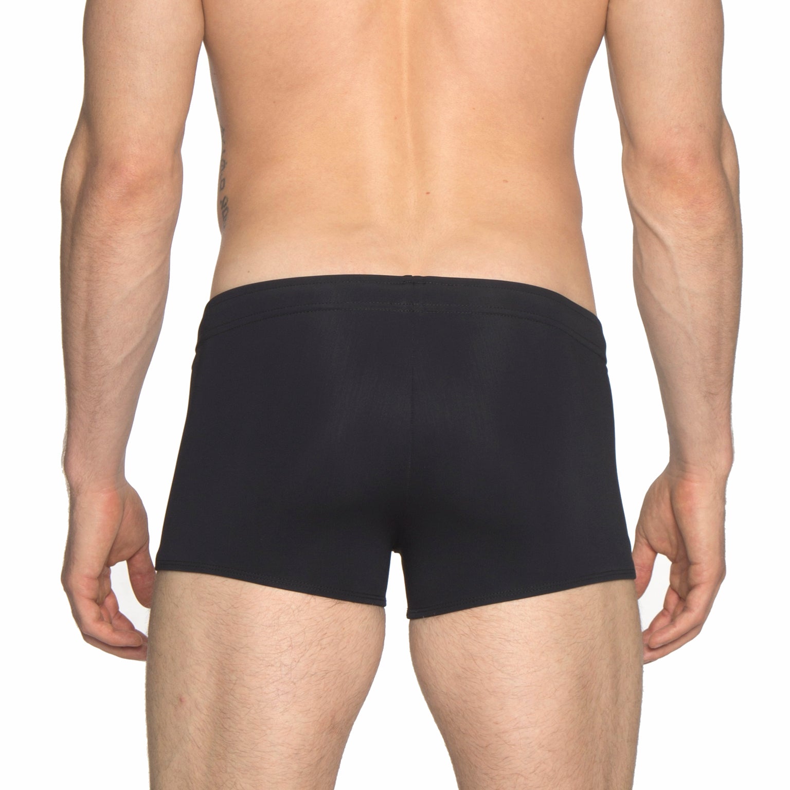 Black Solid Ibiza Square Cut Brief - parke & ronen