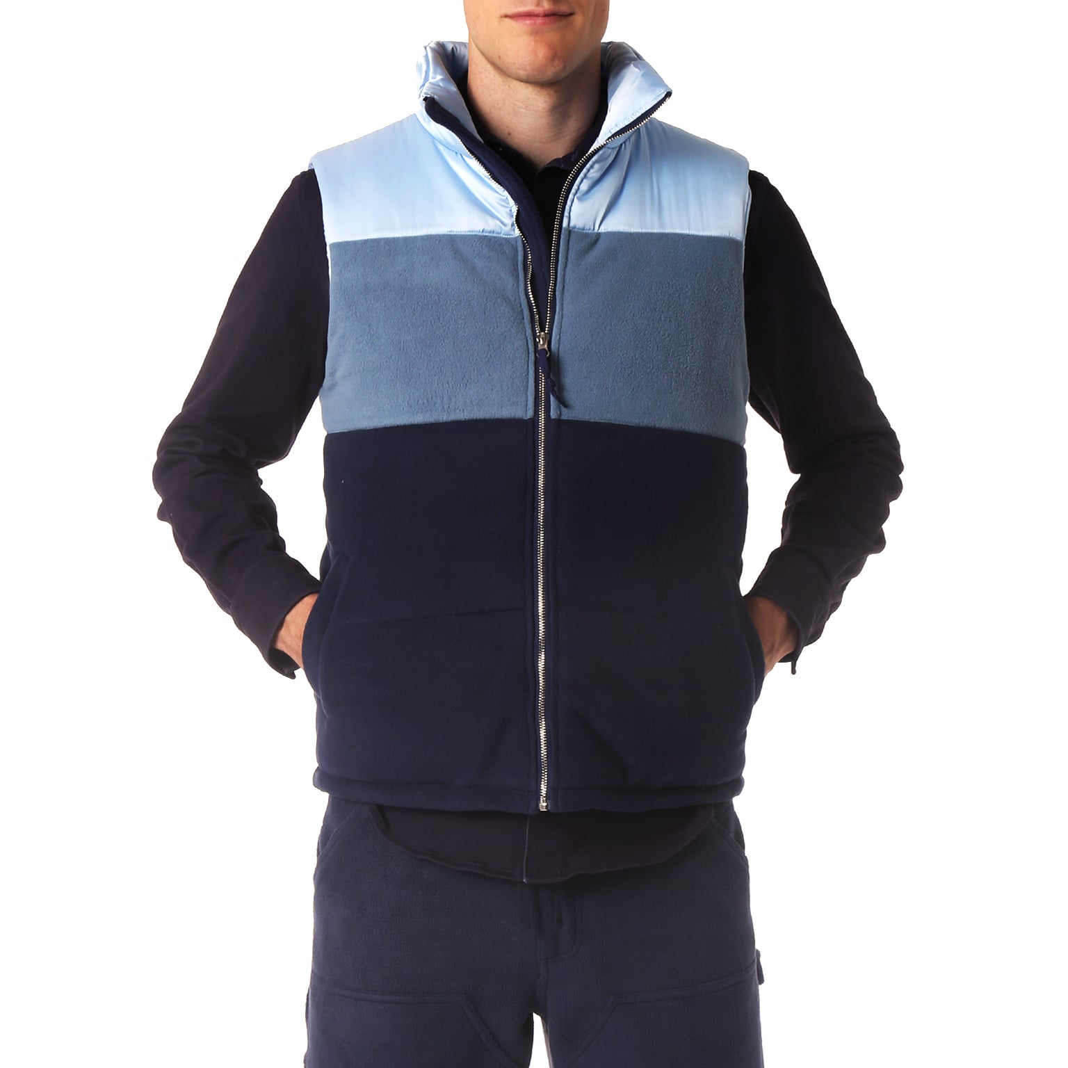 SAVE 70%- Blue Satin and Fleece Quilted Vest