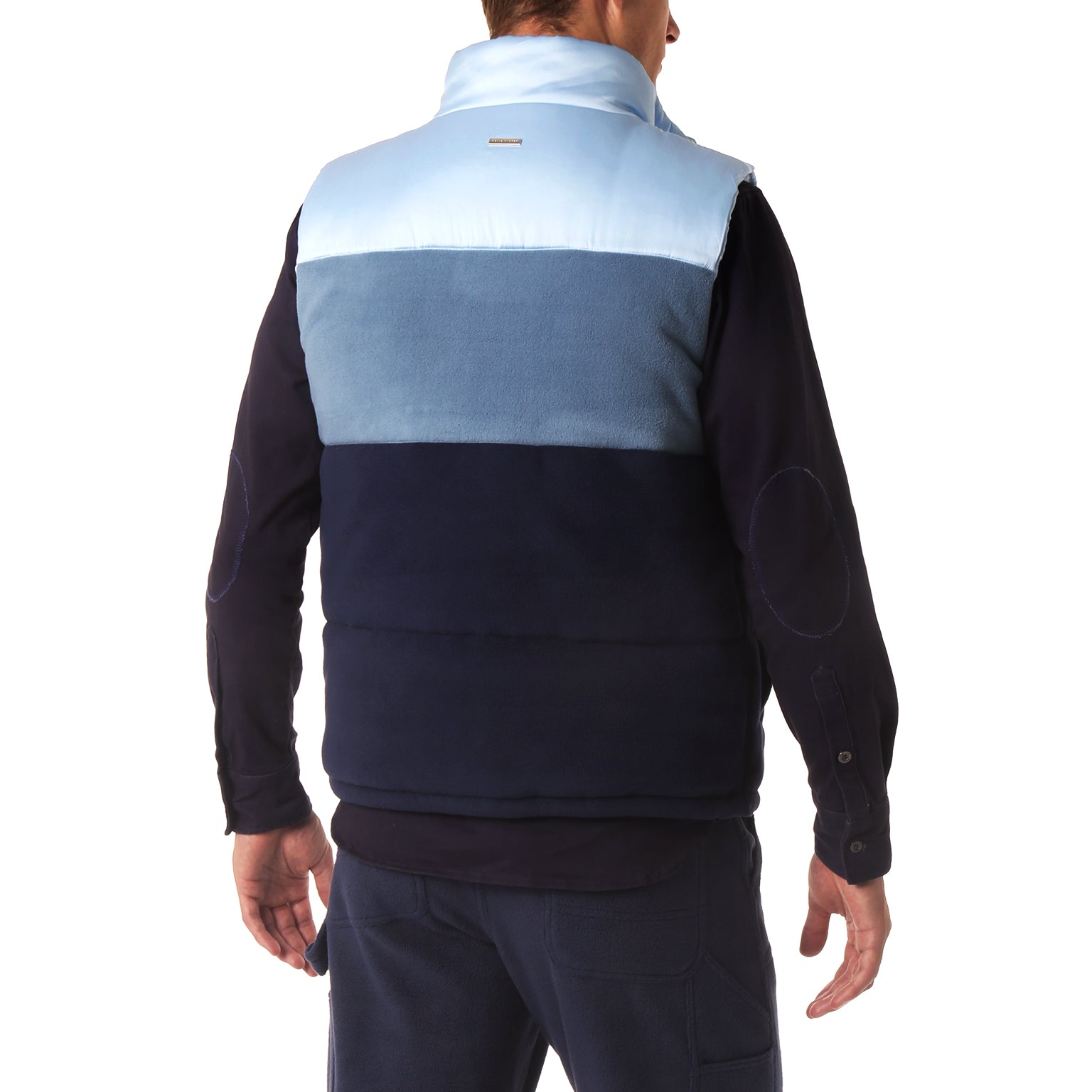 Blue Satin and Fleece Quilted Vest