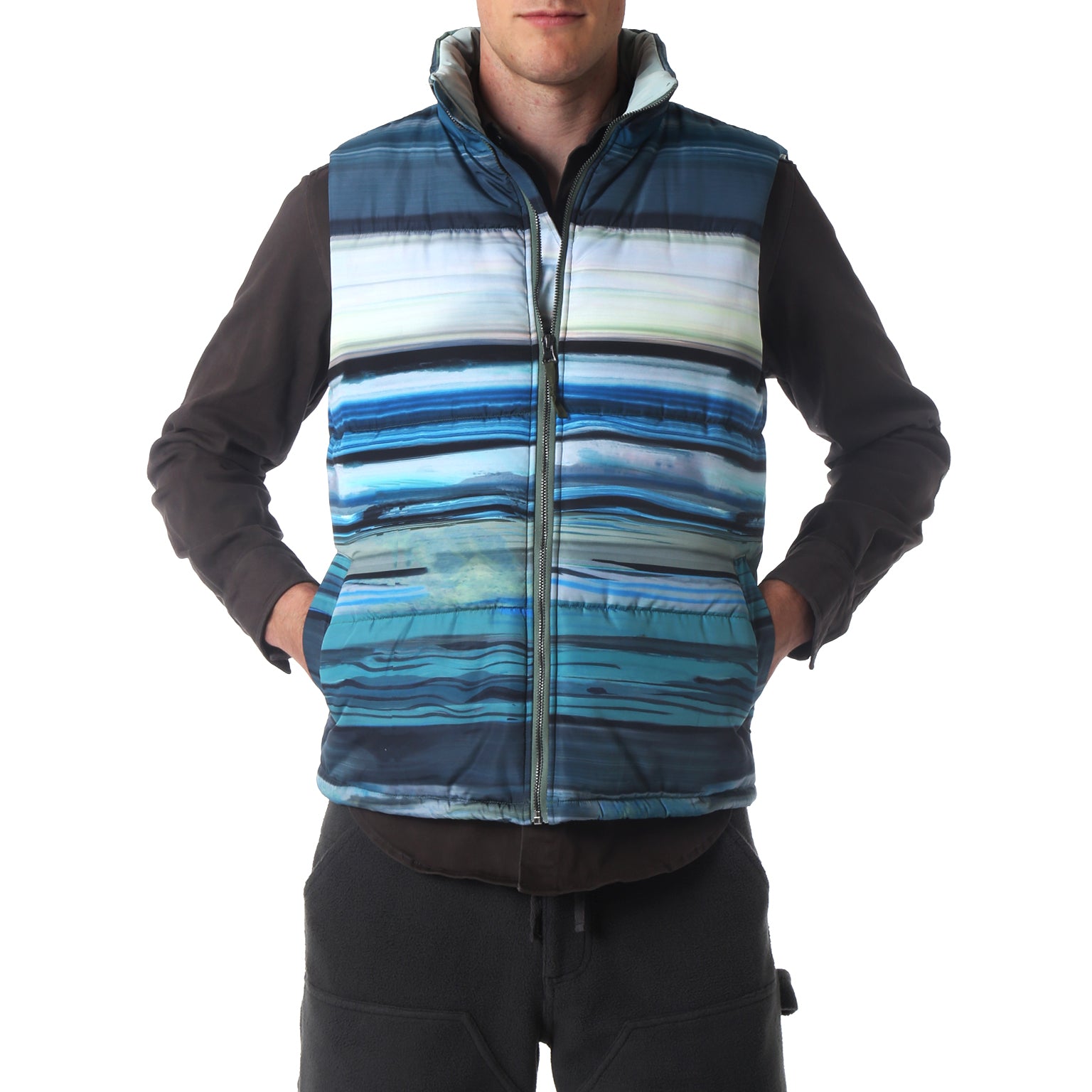 SAVE 70%- Danube Teal Printed Quilted Vest