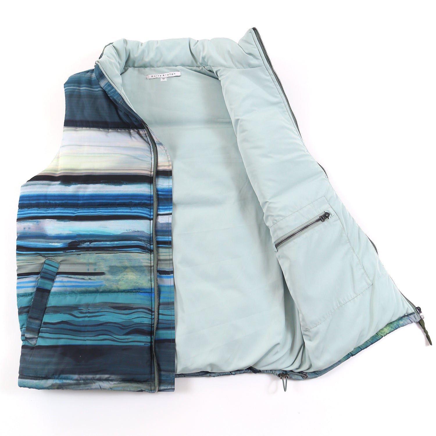 Danube Teal Printed Quilted Vest