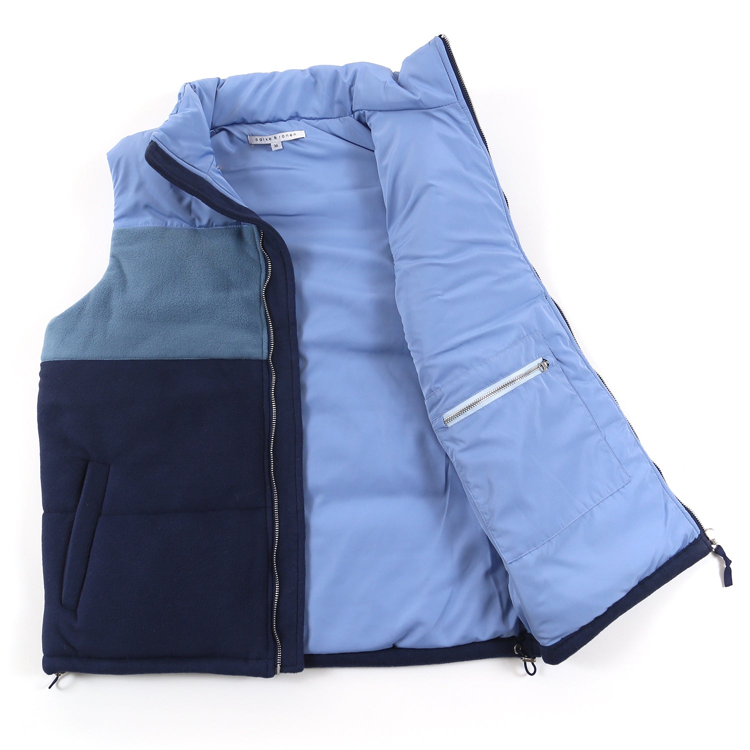 Blue Satin and Fleece Quilted Vest