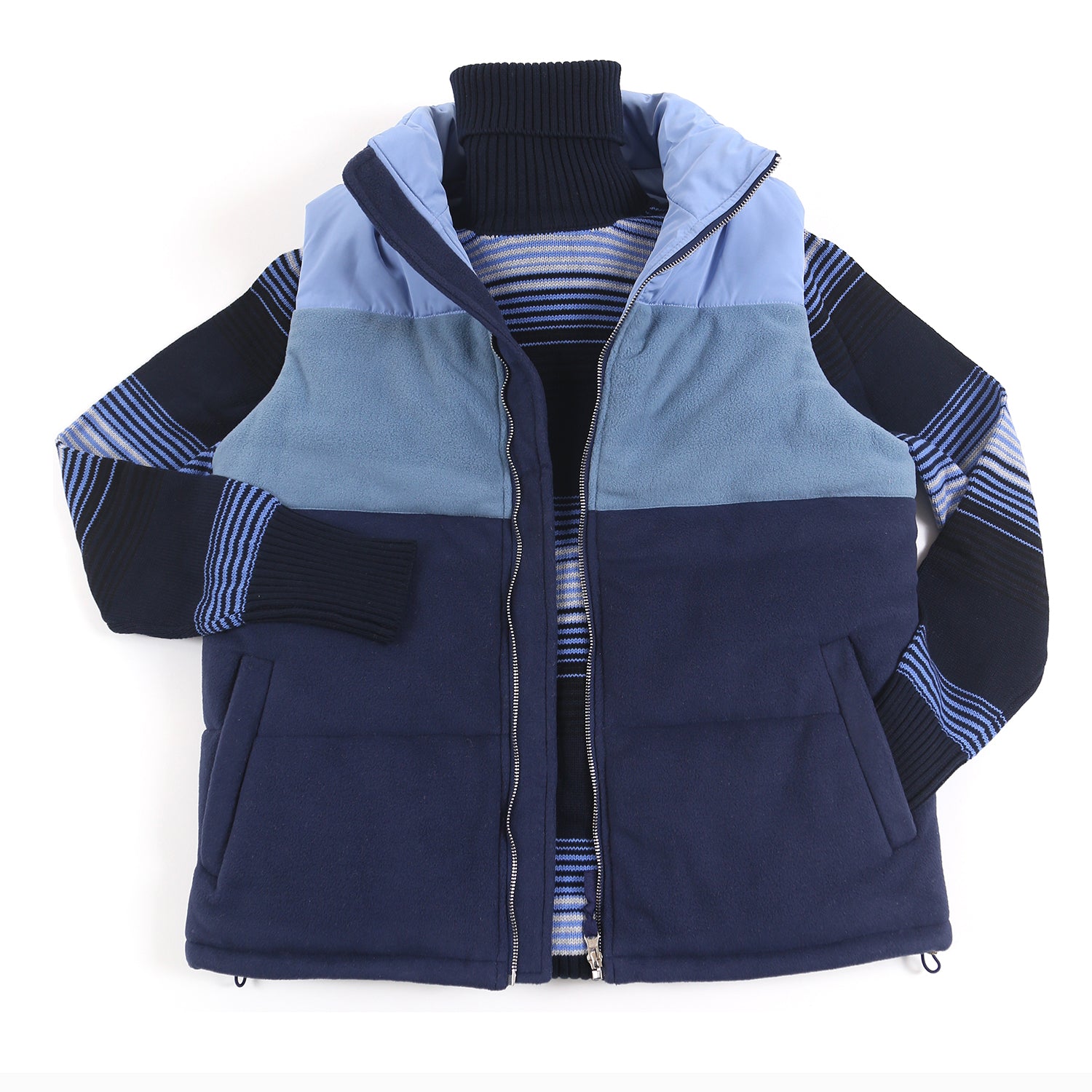 Blue Satin and Fleece Quilted Vest