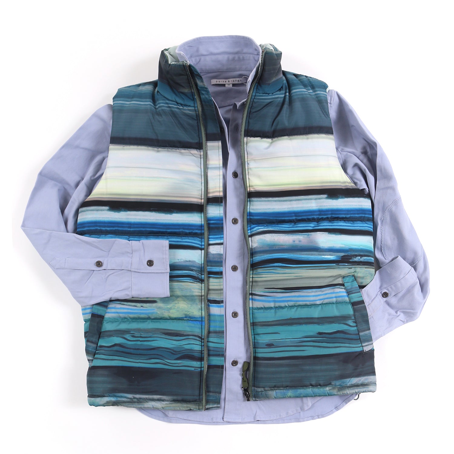 Danube Teal Printed Quilted Vest