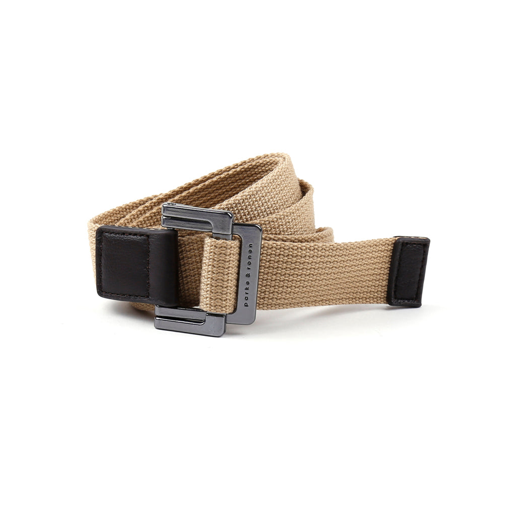 Khaki Solid Battalion D-Ring Belt - parke & ronen