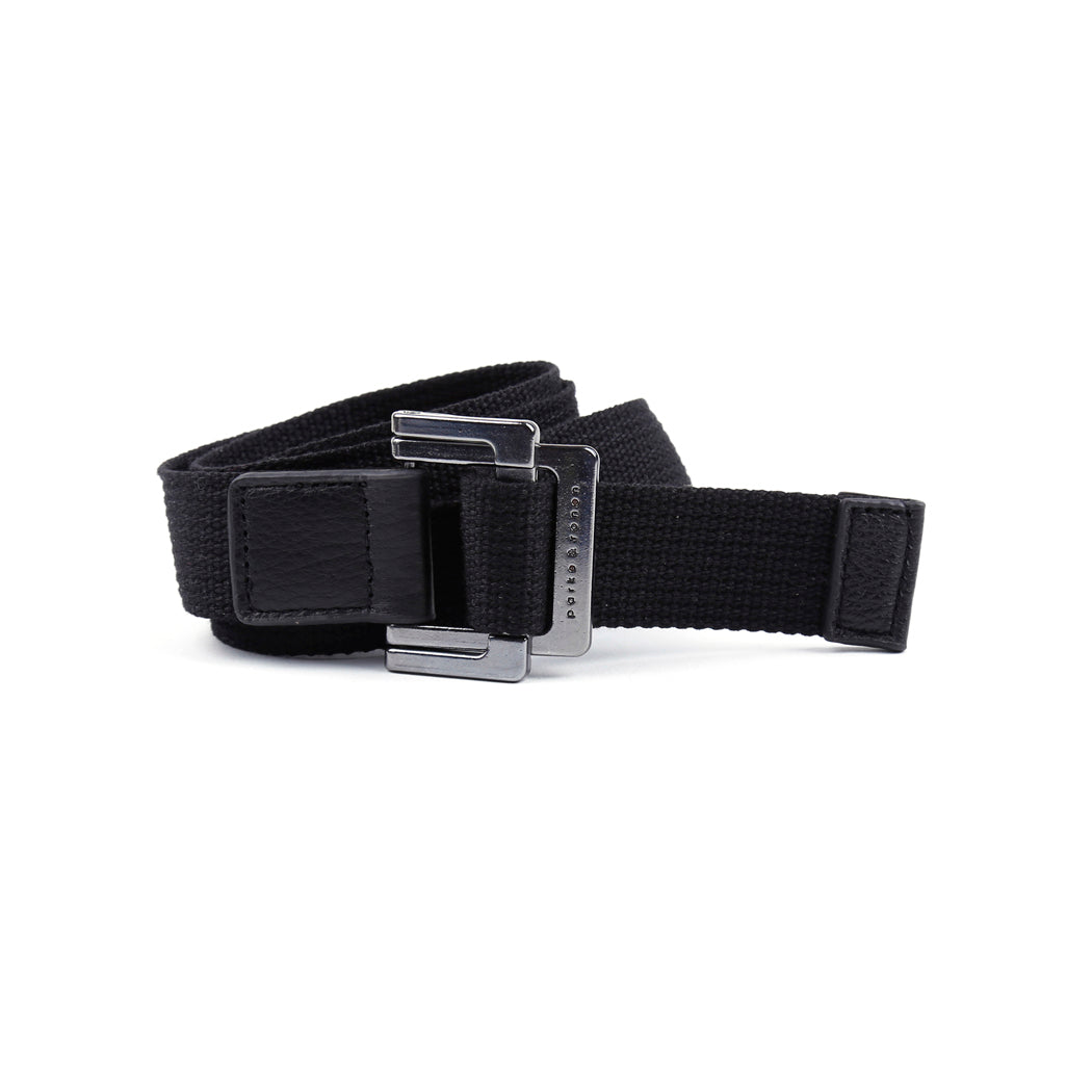 Black Solid Battalion D-Ring Belt - parke & ronen