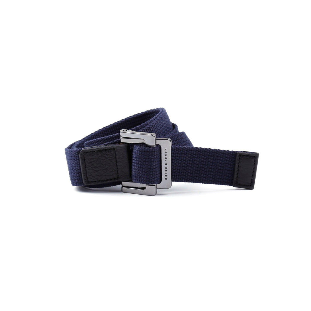 Navy Solid Battalion D-Ring Belt - parke & ronen