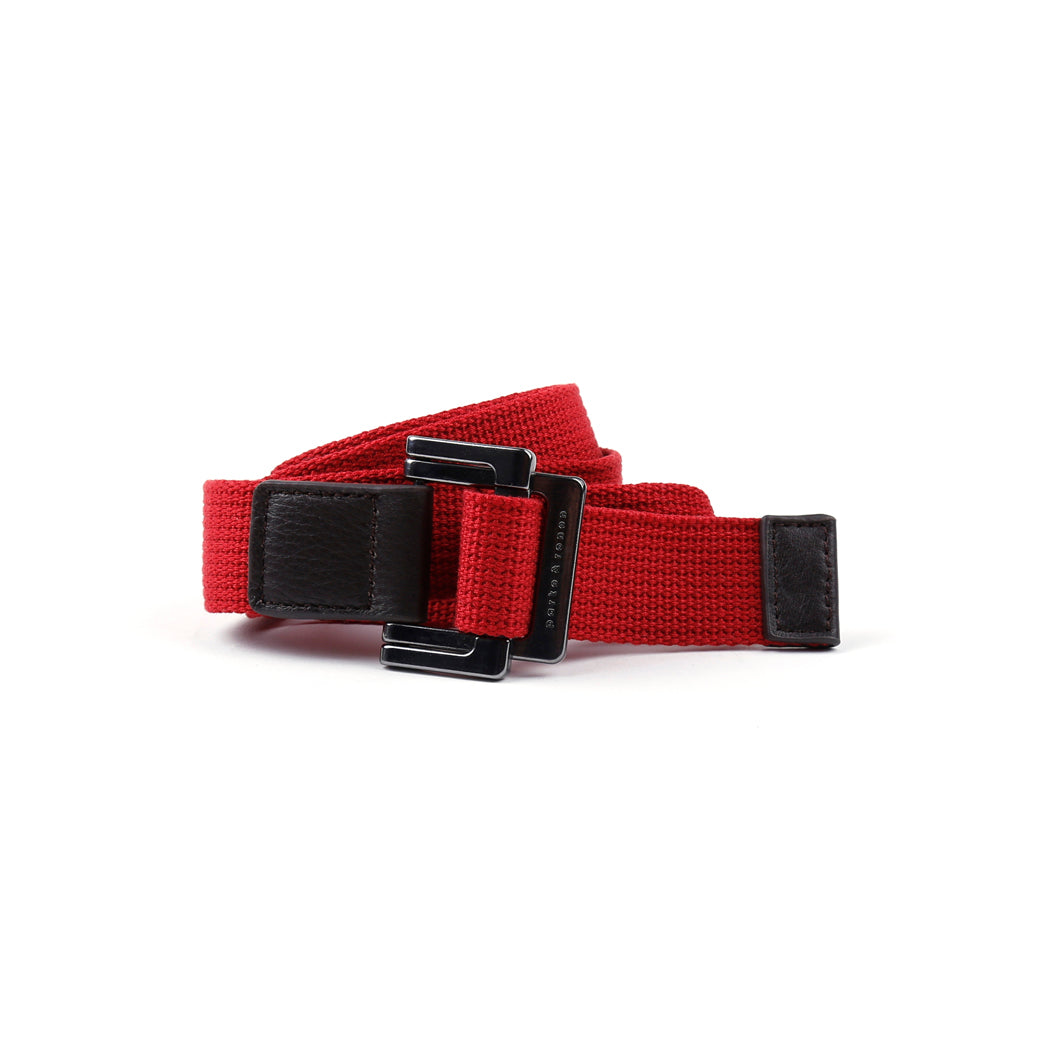 Red Solid Battalion D-Ring Belt - parke & ronen