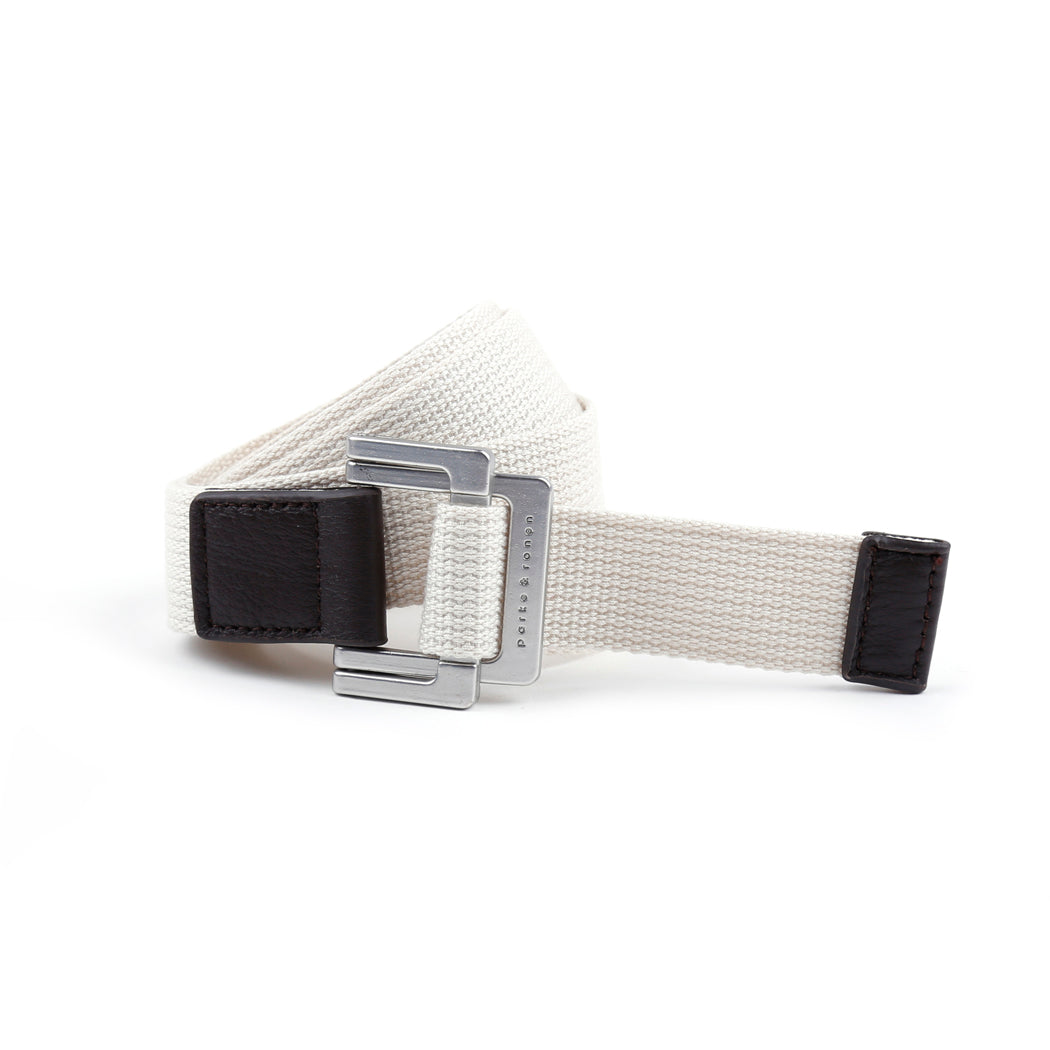 White Solid Battalion D-Ring Belt - parke & ronen