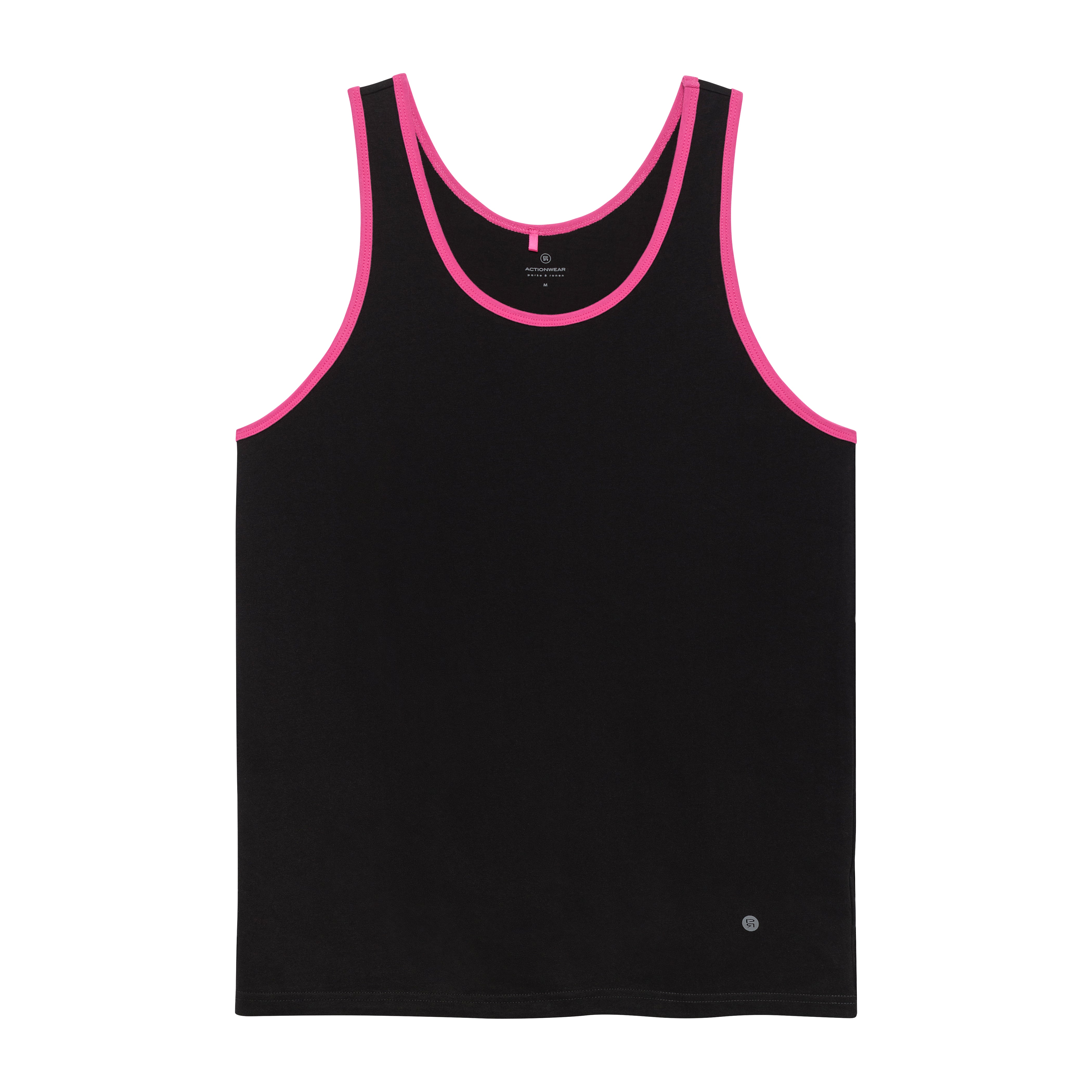 ACTIONWEAR- Black/Fuchsia Combo Essential Cotton Tank Top