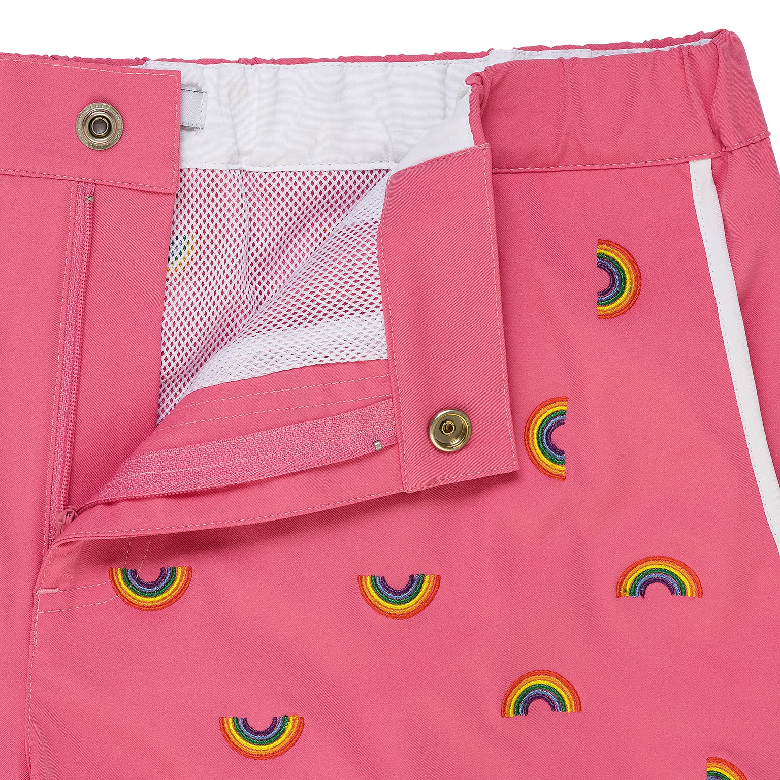 SAVE 70%- Embroidered Rainbow Pink 2" Angeleno Swim Trunk