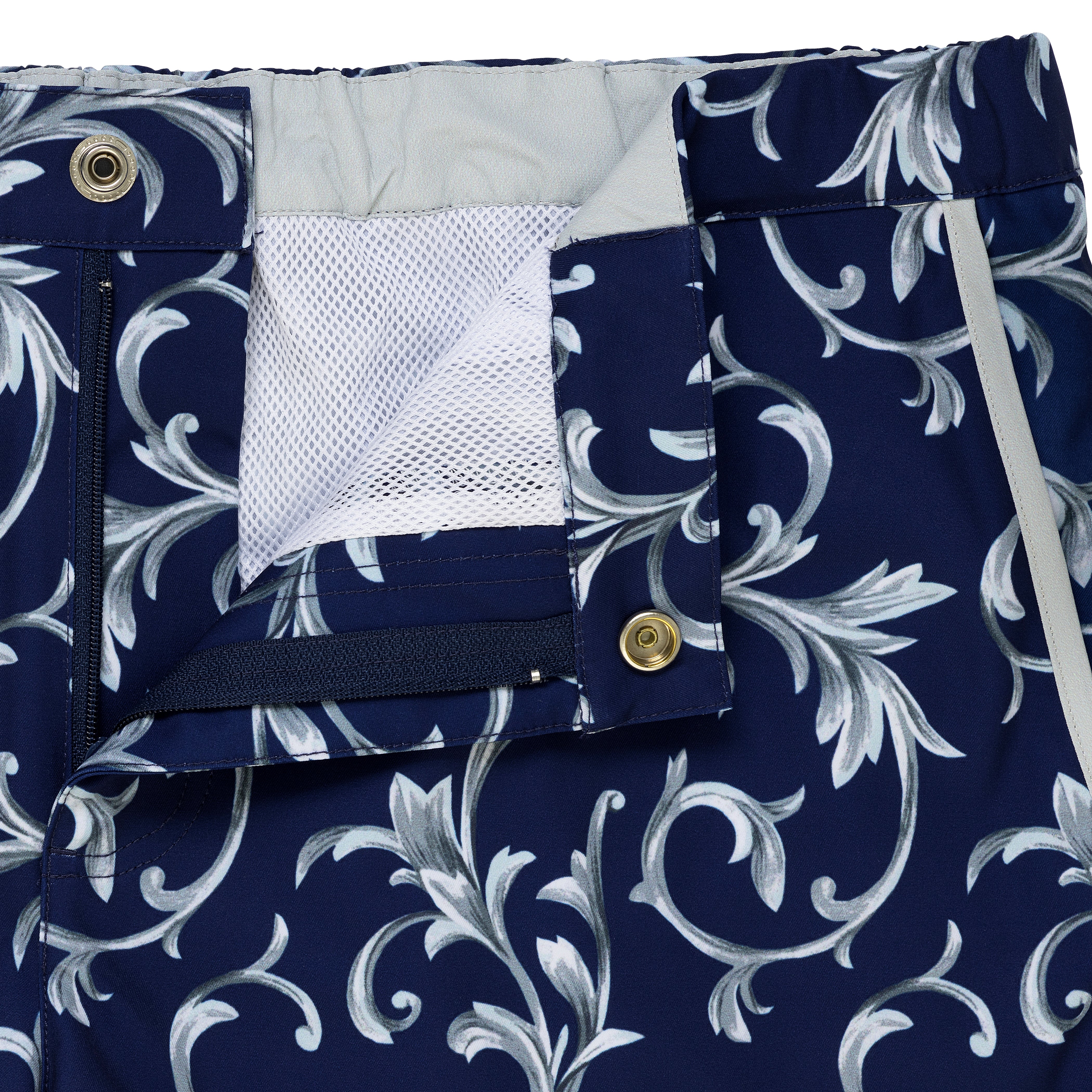 Navy Silver Bernini Print 2" Angeleno Stretch