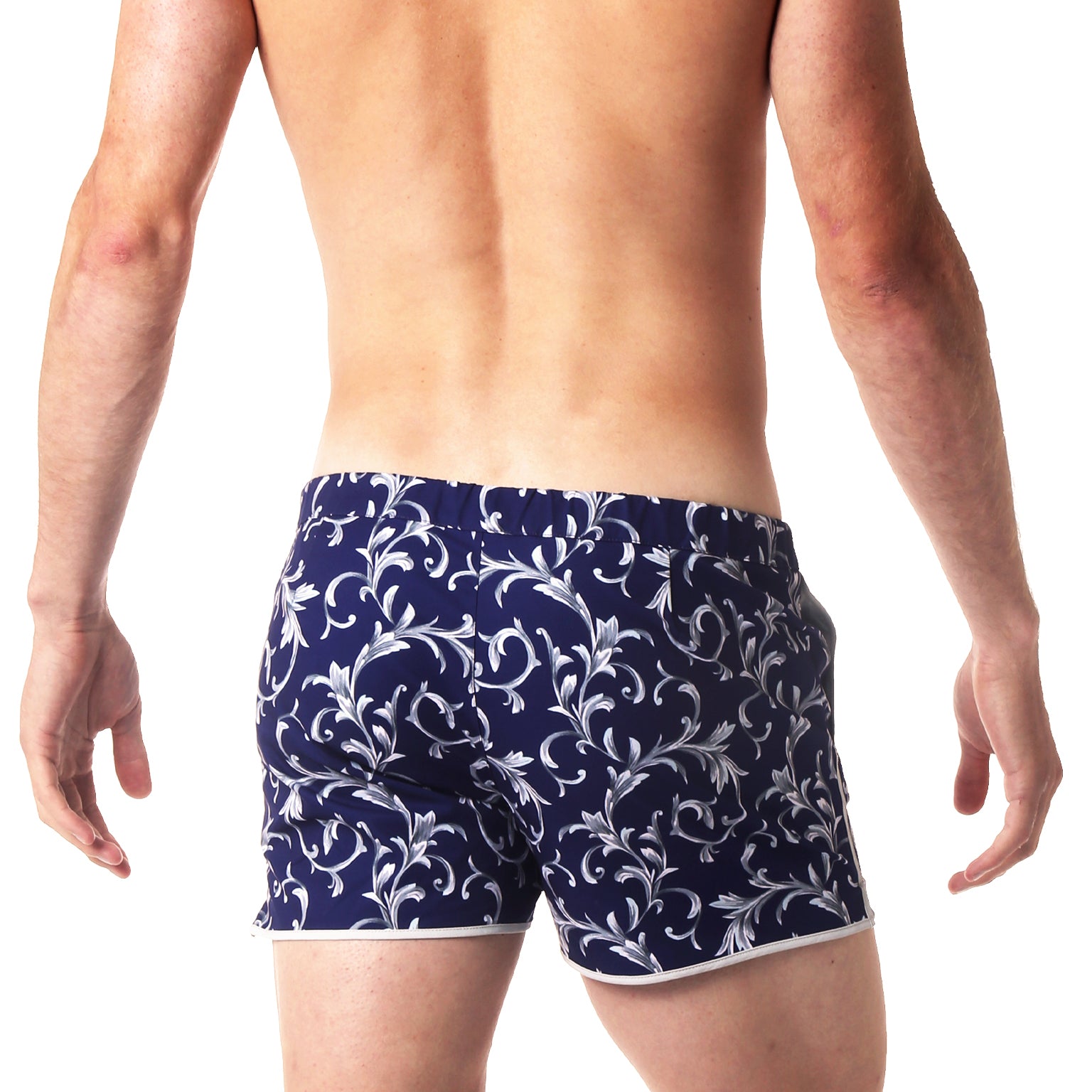 Navy Silver Bernini Print 2" Angeleno Stretch