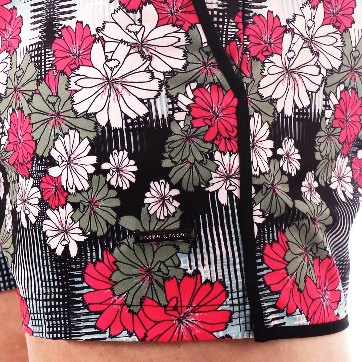 SAVE 70%- Watermelon Dahlias Print 2" Angeleno Stretch - parke & ronen