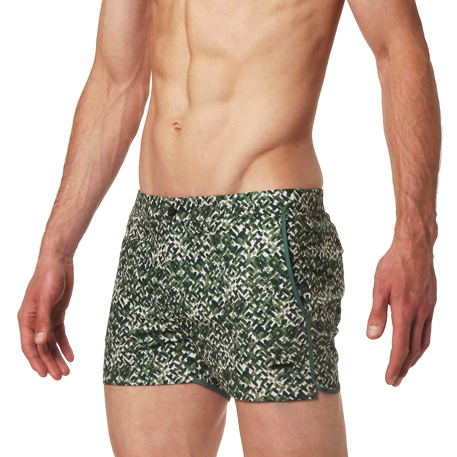 Green Impasto Print 2" Angeleno Swim Trunk