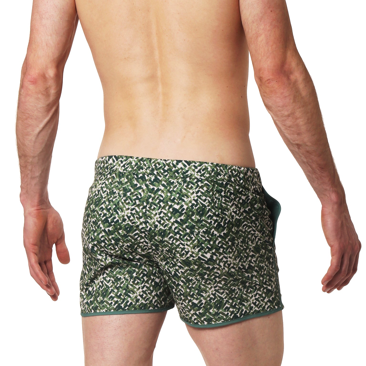 Green Impasto Print 2" Angeleno Swim Trunk