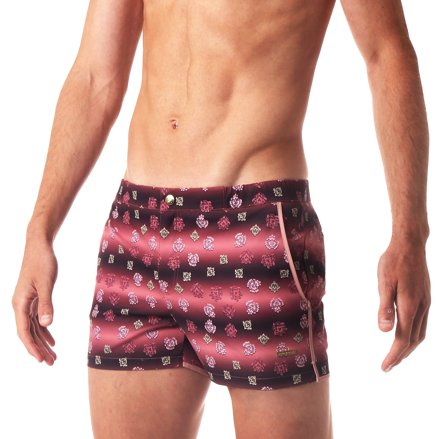 Burgundy Marquetry Print 2" Angeleno Stretch
