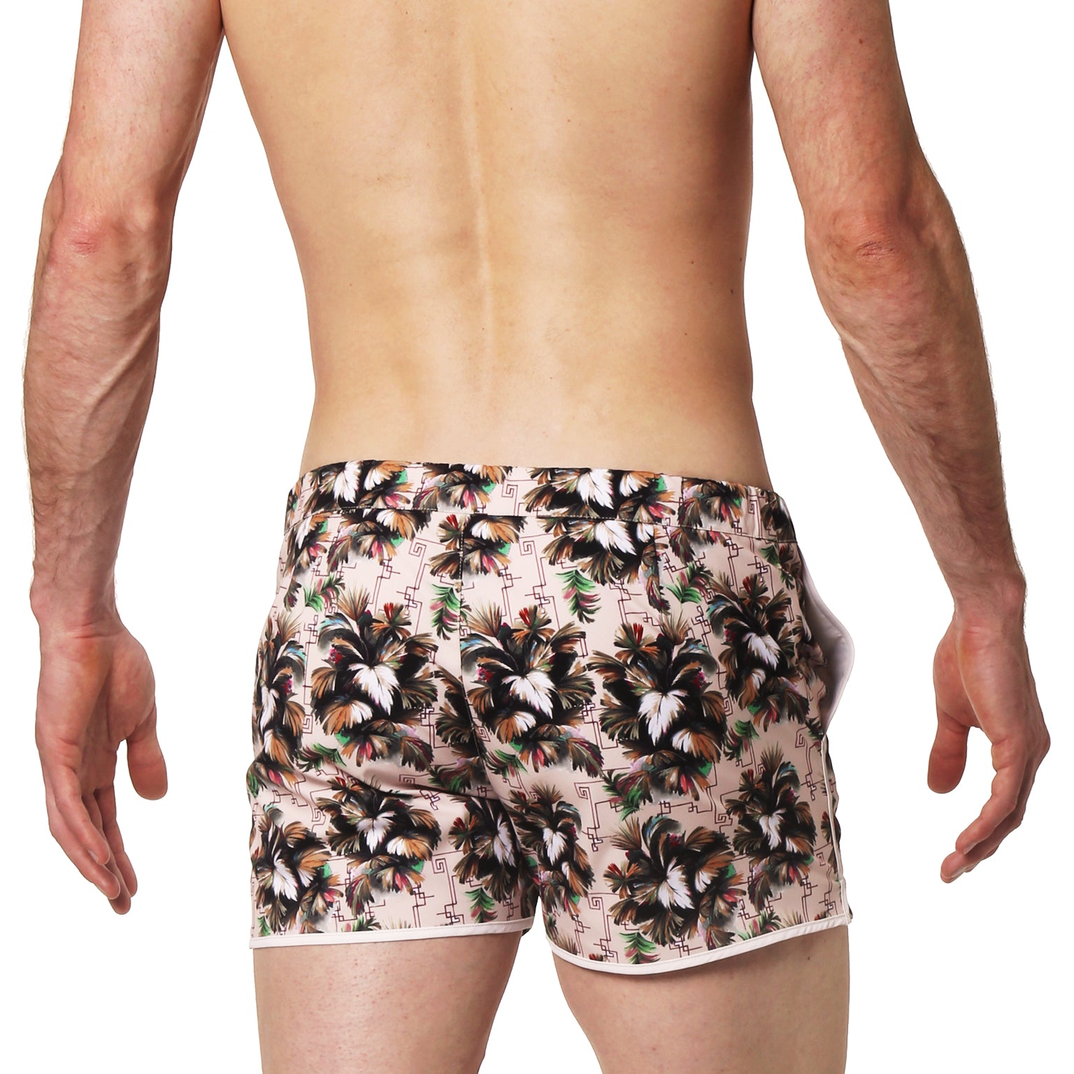 SAVE 70%- Tan Minerva Print 2" Angeleno Swim Trunk