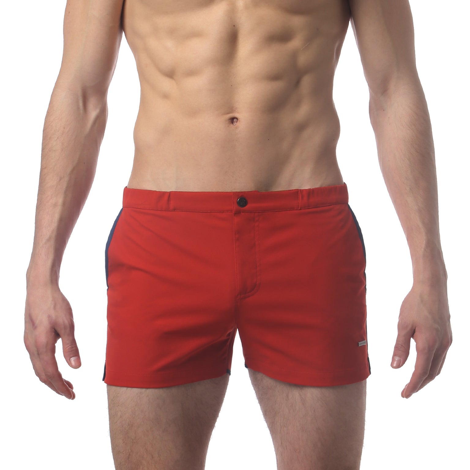 Red 2" Angeleno Solid Stretch Swim Trunk - parke & ronen