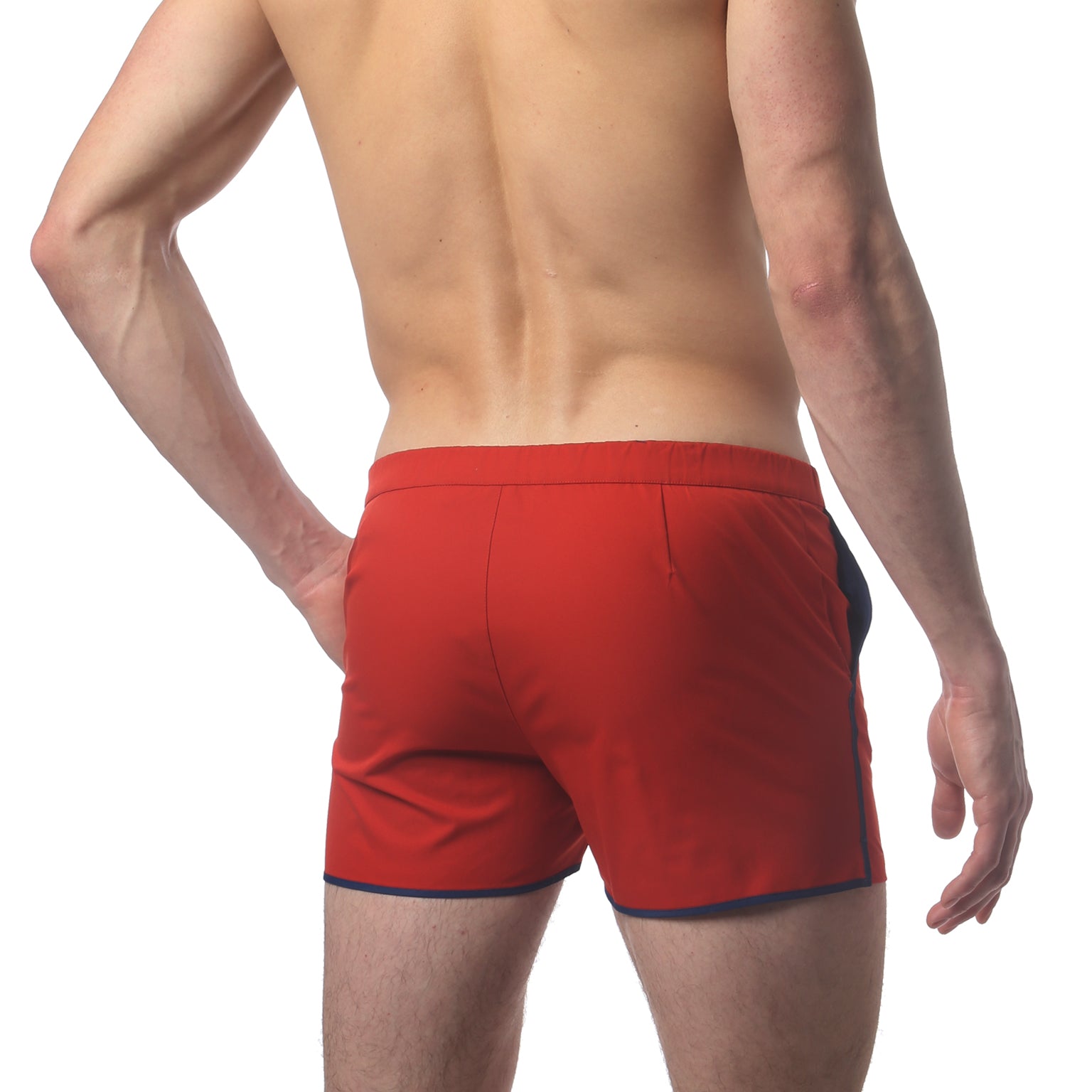Red 2" Angeleno Solid Stretch Swim Trunk - parke & ronen