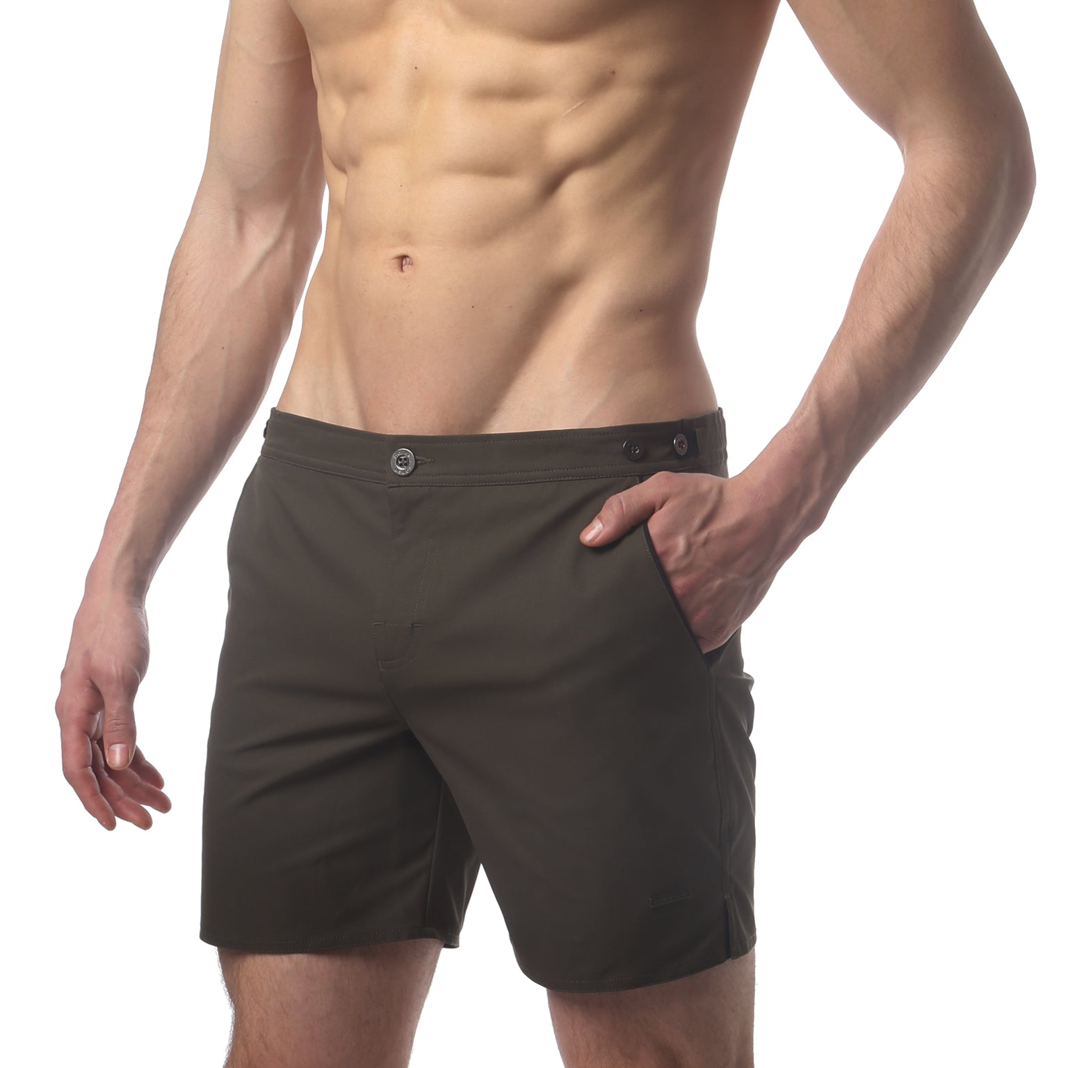 Army Green 6" Catalonia Solid Stretch - parke & ronen