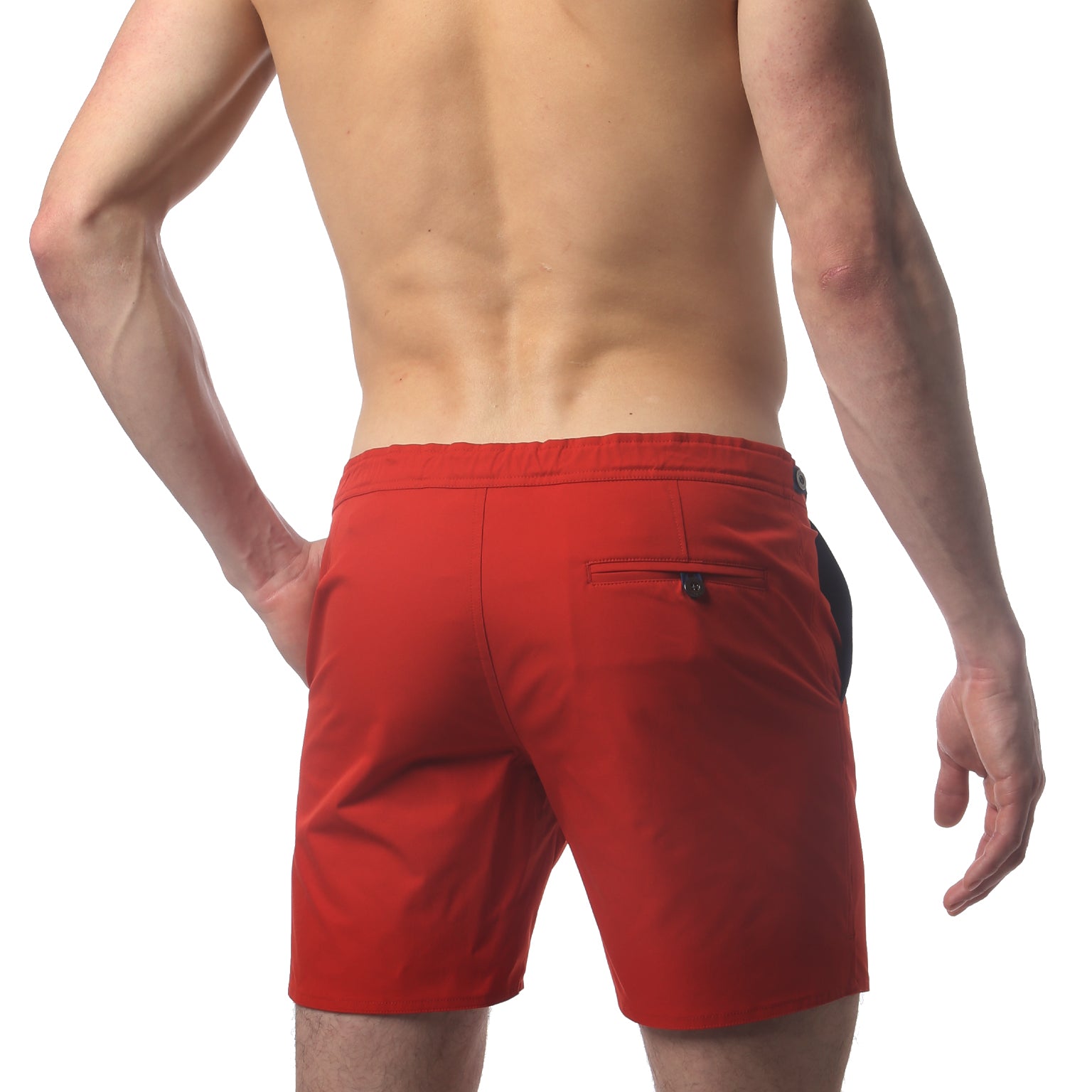 Red 6" Catalonia Solid Stretch Swim Short - parke & ronen
