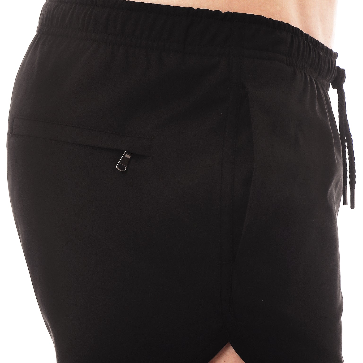 Black Solid 3" Runner Swim Trunk - parke & ronen